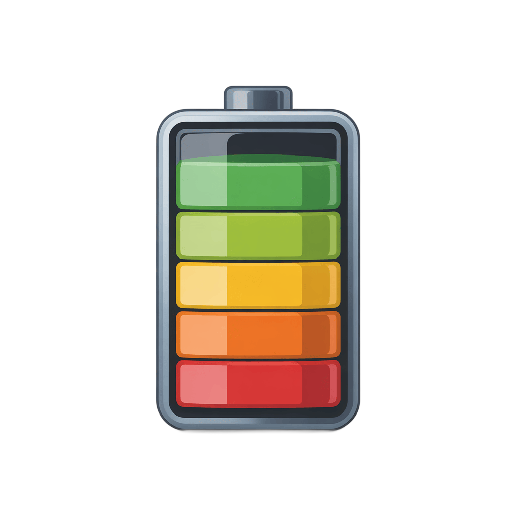 3d cartoon battery power level indicator graphic element for digital presentations and app interfaces PNG - transparent background