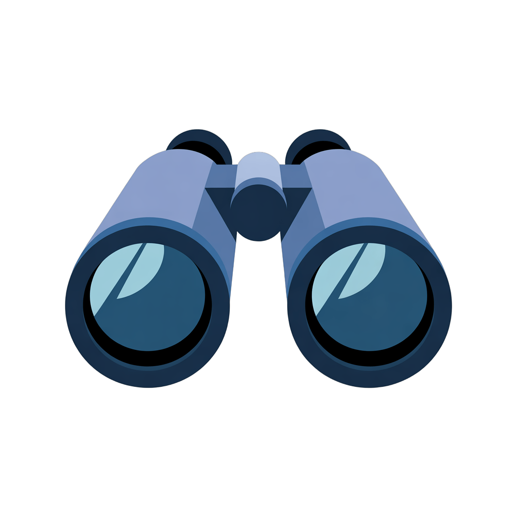 3d cartoon binoculars clipart isolated transparent background for marketing and presentation designs PNG - transparent background