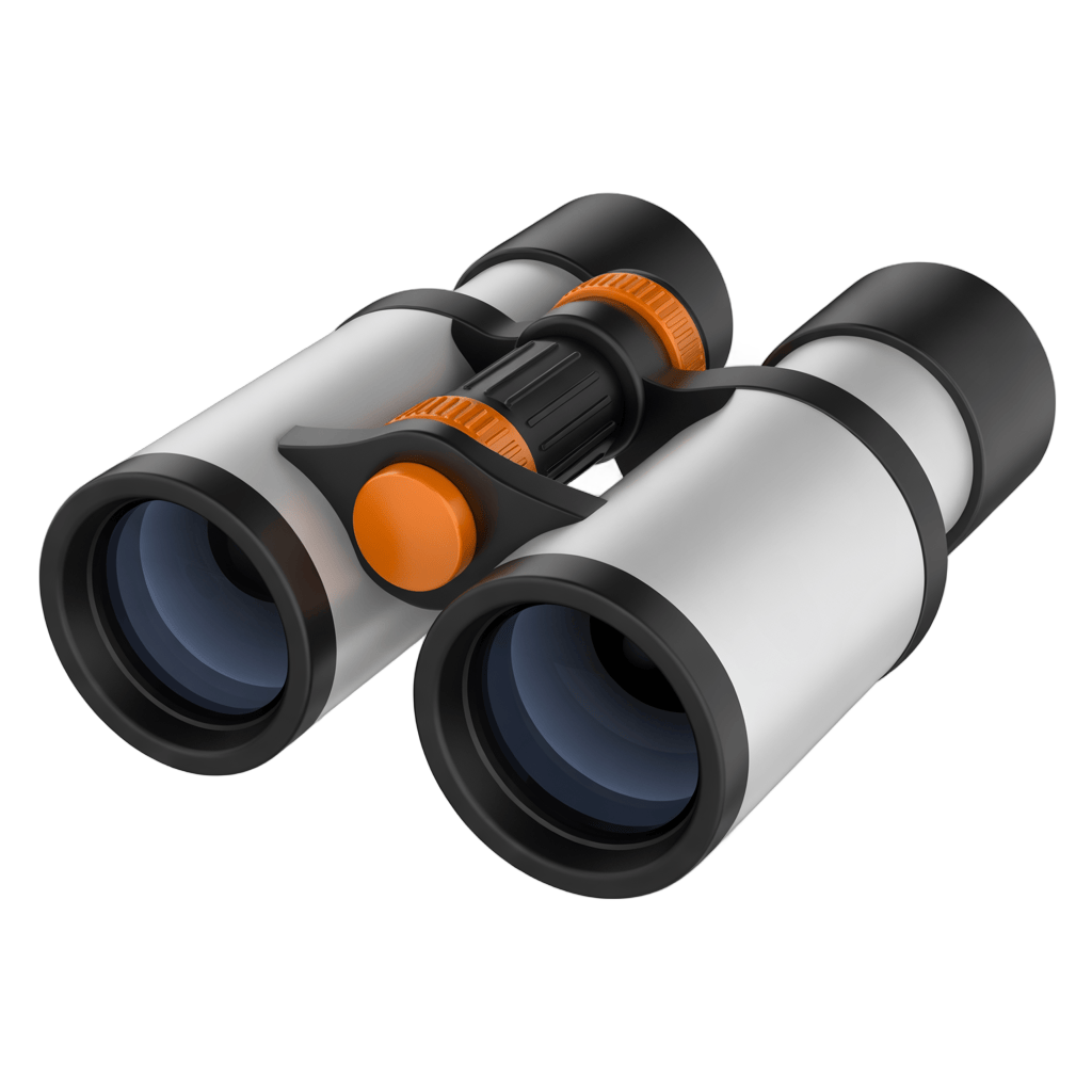 3d cartoon binoculars for outdoor adventure hiking nature exploration travel clipart PNG - transparent background