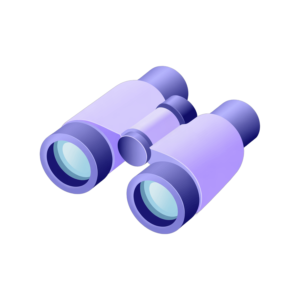 3d cartoon binoculars graphic for travel adventure and exploration marketing designs PNG - transparent background