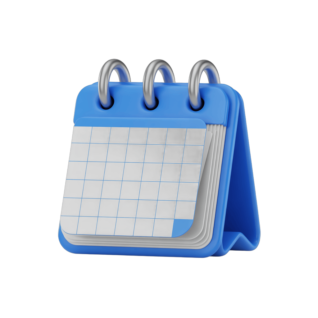 3d cartoon calendar clipart for planning events and daily schedules PNG - transparent background