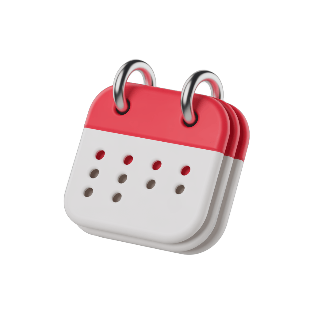 3d cartoon calendar page clipart for scheduling events and reminders in presentations PNG - transparent background