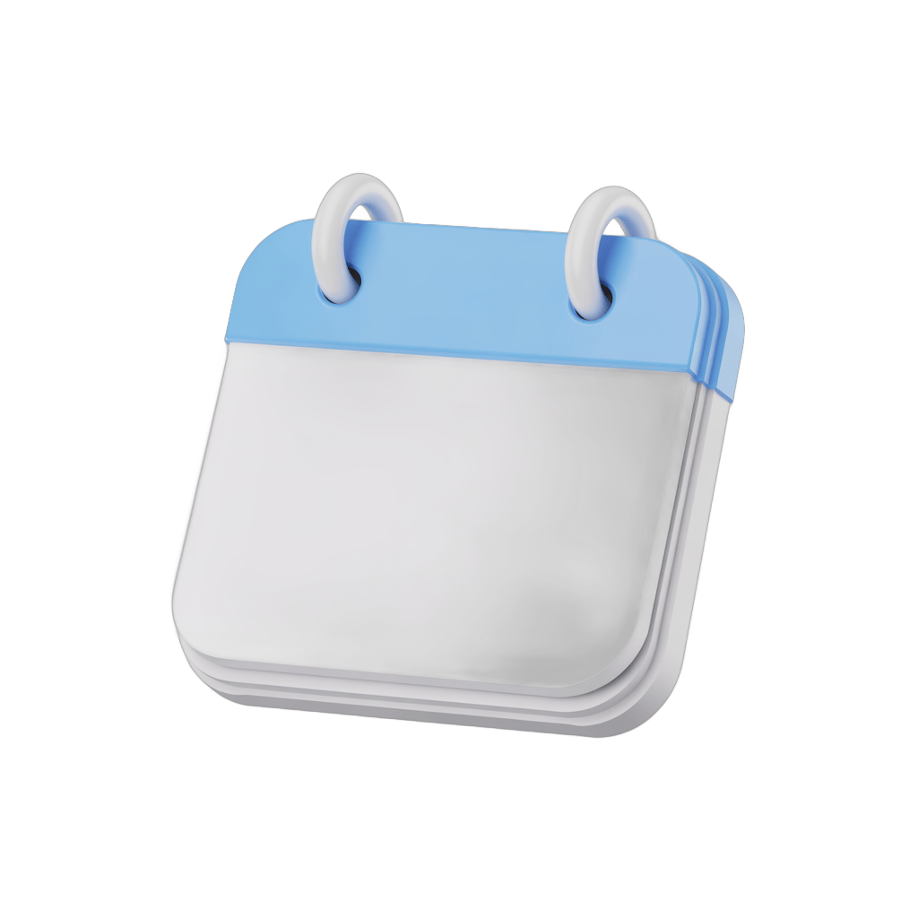 3d cartoon calendar page icon with blue tab for scheduling and planning designs PNG - transparent background