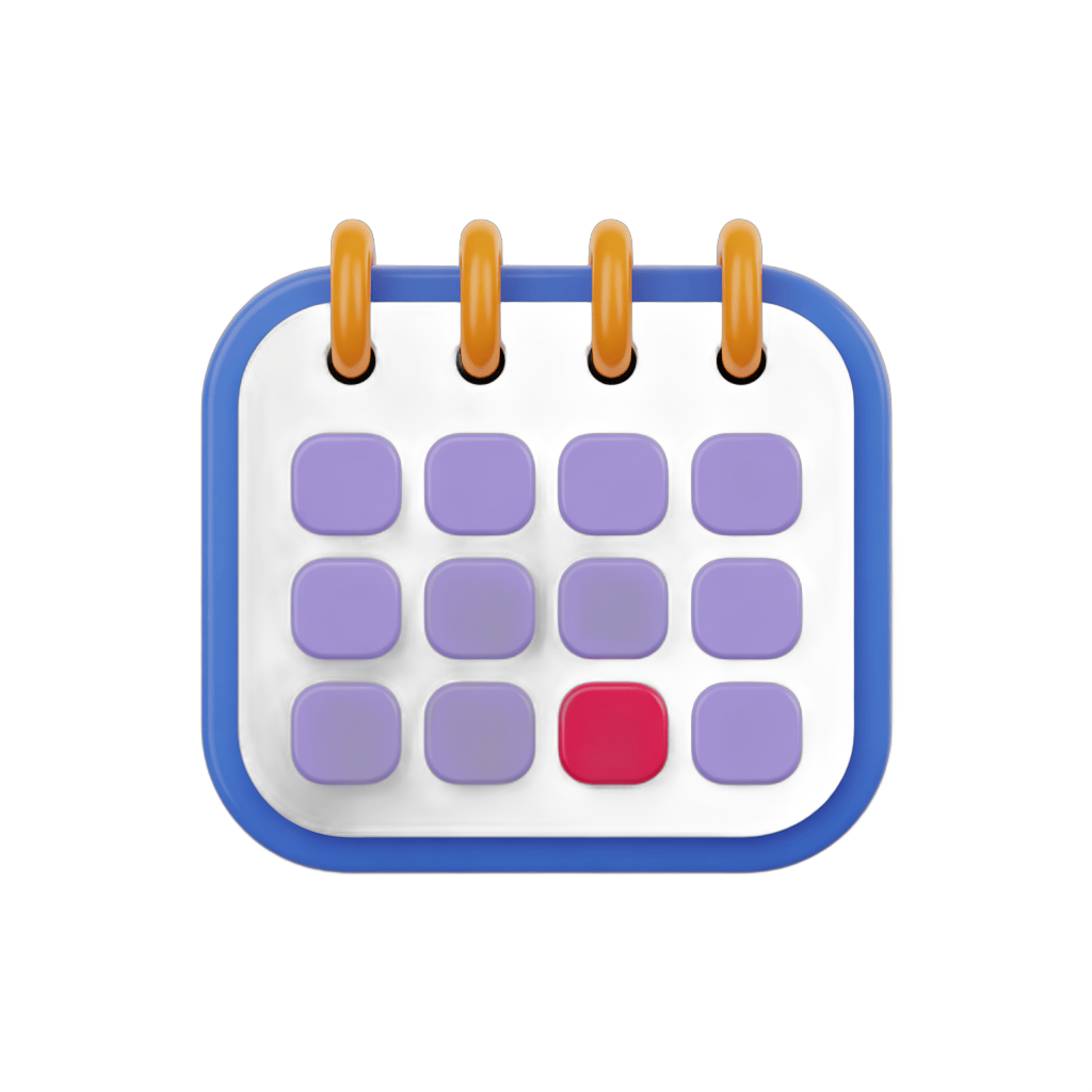 3d cartoon calendar page with highlighted date for scheduling and planning events PNG - transparent background