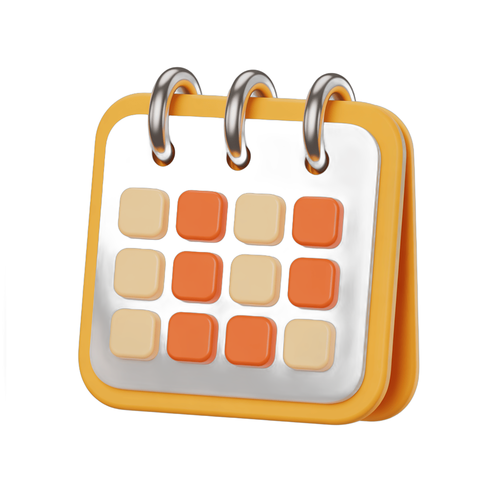3d cartoon calendar page with spiral binding for planning and scheduling events PNG - transparent background