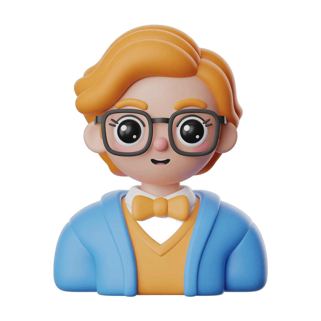 3d cartoon character scientist with glasses bow tie and lab coat for educational presentations and branding PNG - transparent background