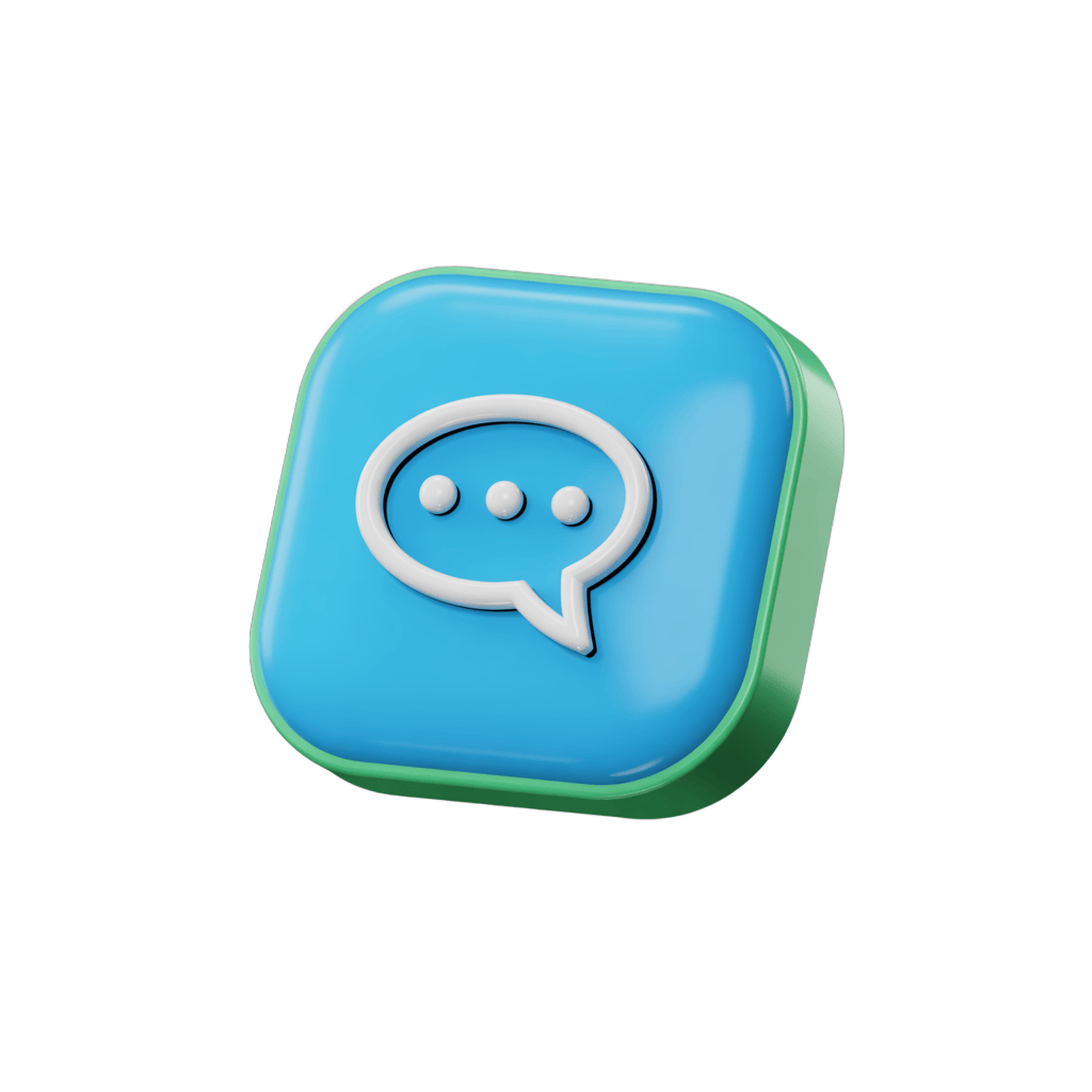 3d cartoon chat message icon with speech bubble for app interface design and user communication PNG - transparent background