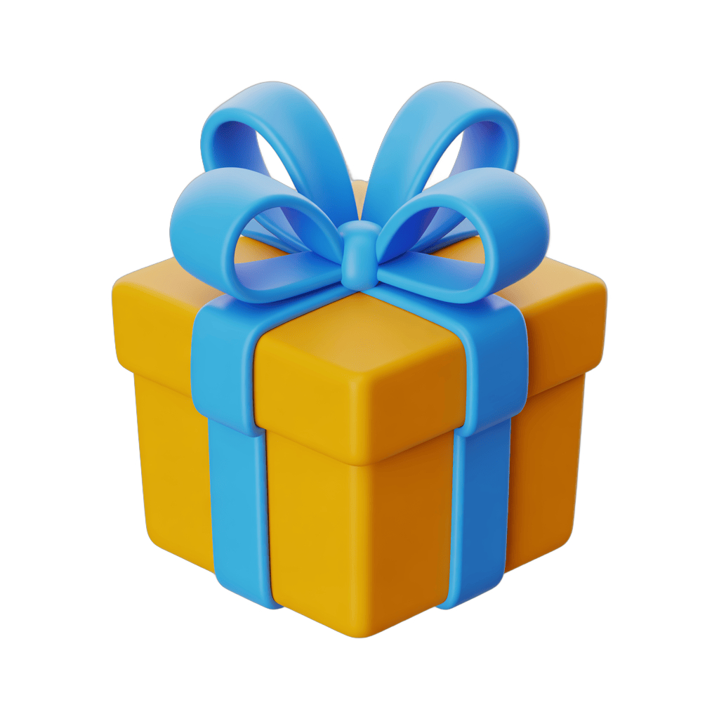 3d cartoon gift box with blue ribbon for birthday celebration presentation design PNG - transparent background