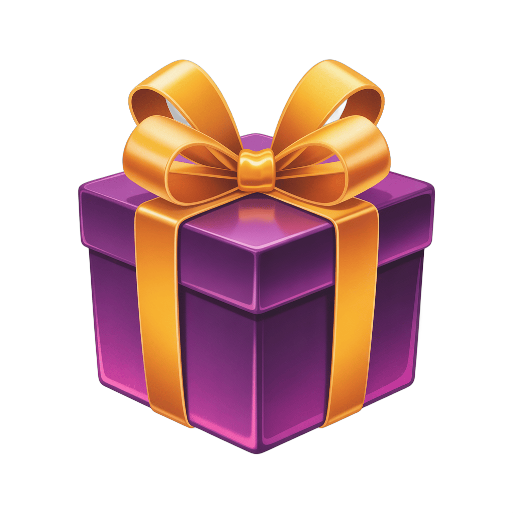 3d cartoon gift box with golden ribbon for birthday celebration presentation design PNG - transparent background