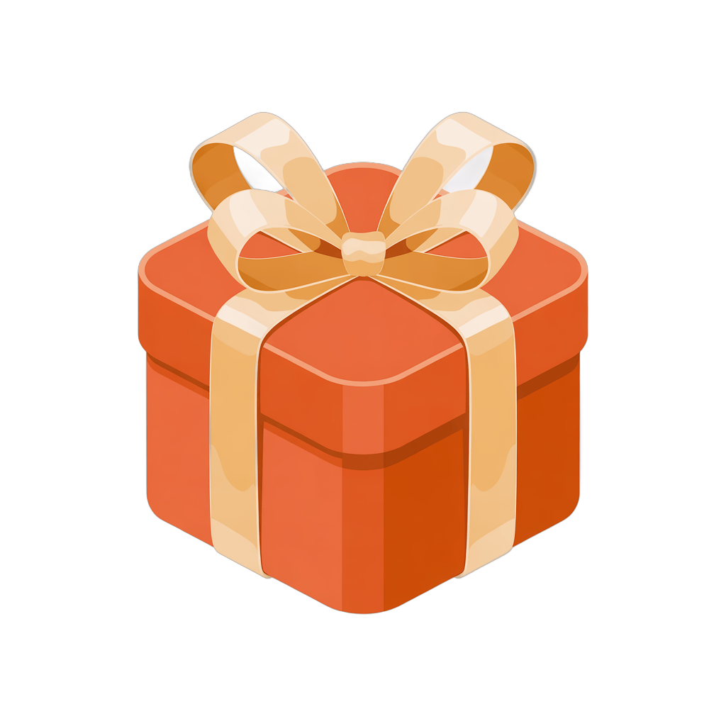 3d cartoon gift box with golden ribbon for birthday celebration presentation design PNG - transparent background