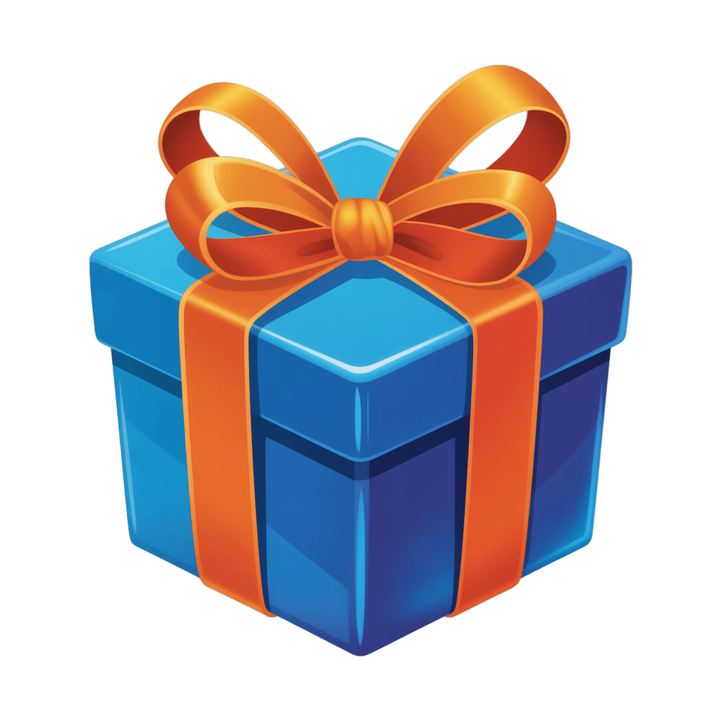 3d cartoon gift box with orange ribbon for birthday celebration presentation design PNG - transparent background