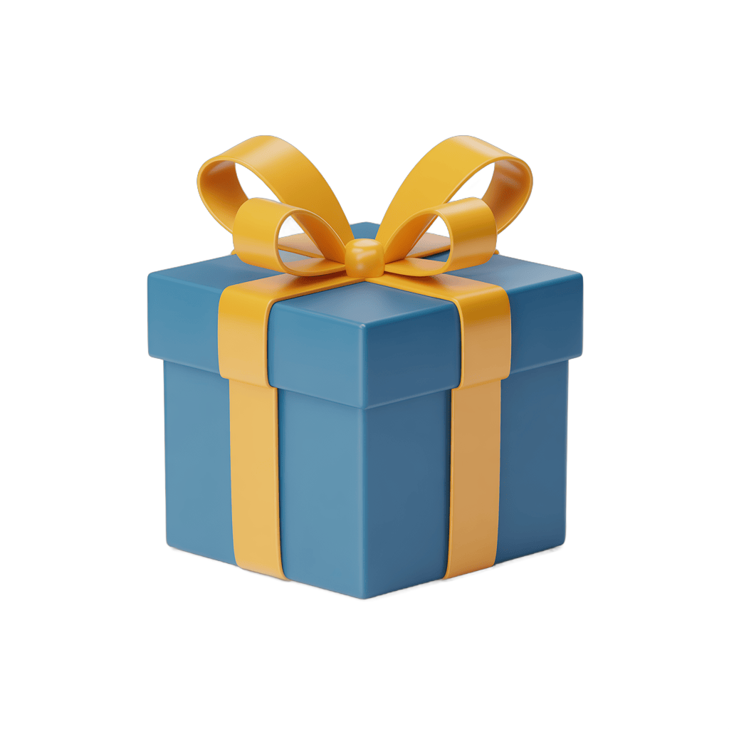3d cartoon gift box with yellow ribbon for birthday celebration presentation design PNG - transparent background