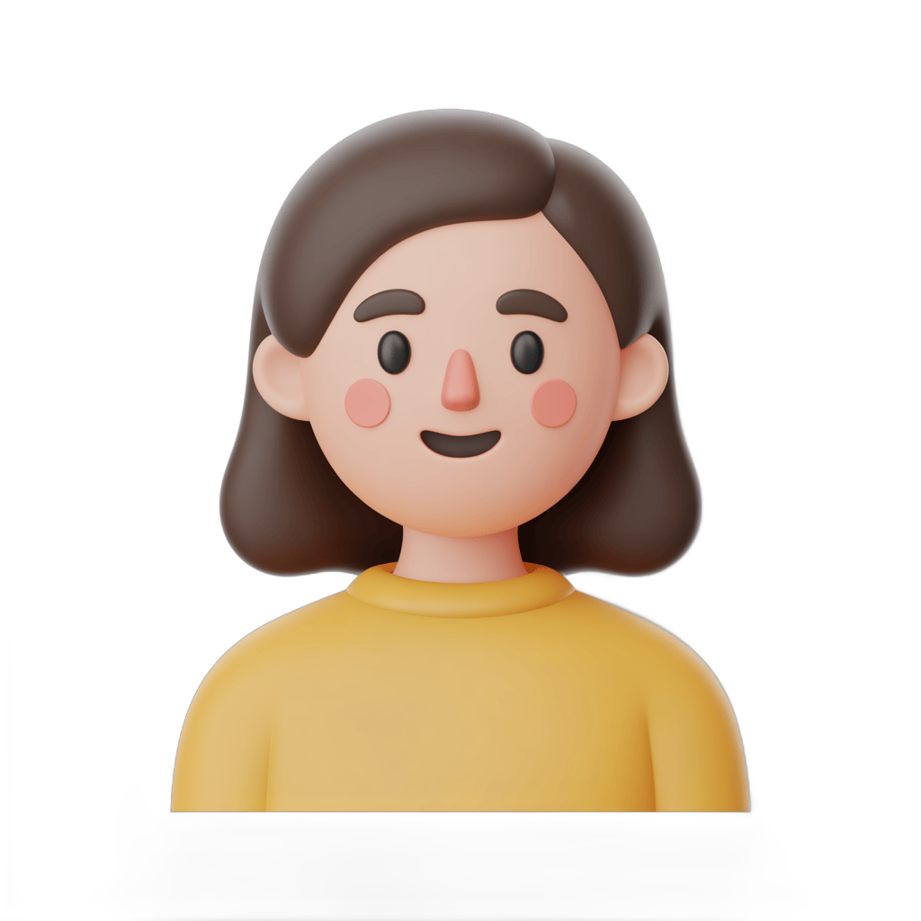 3d cartoon girl with short hair smiling cheerful isolated transparent background clipart PNG - transparent background