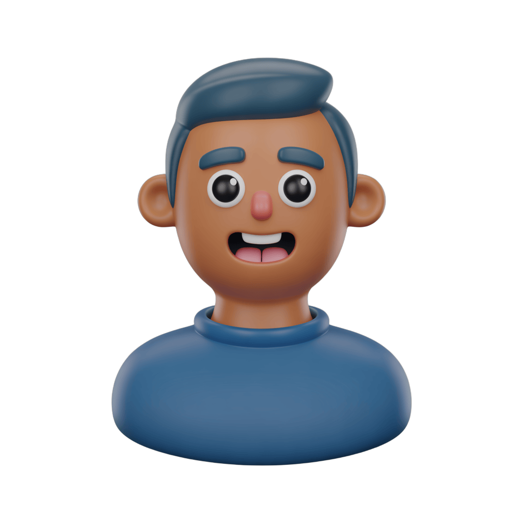 3d cartoon man surprised expression isolated transparent background clipart graphic element PNG - transparent background