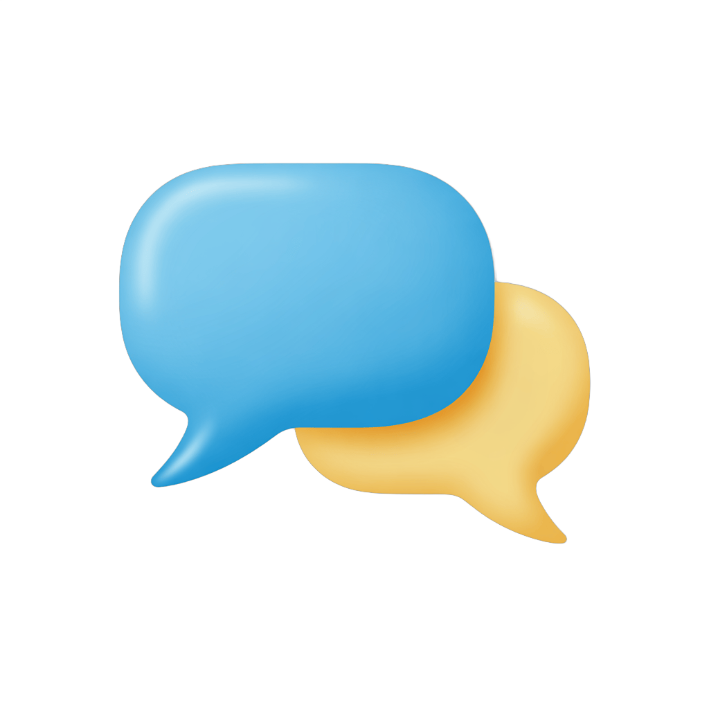 3d cartoon speech bubble graphic for communication design and presentation slides PNG - transparent background