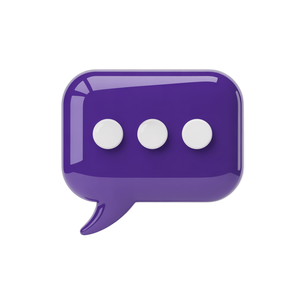3d cartoon speech bubble graphic with three dots for dialogue or conversation design PNG - transparent background