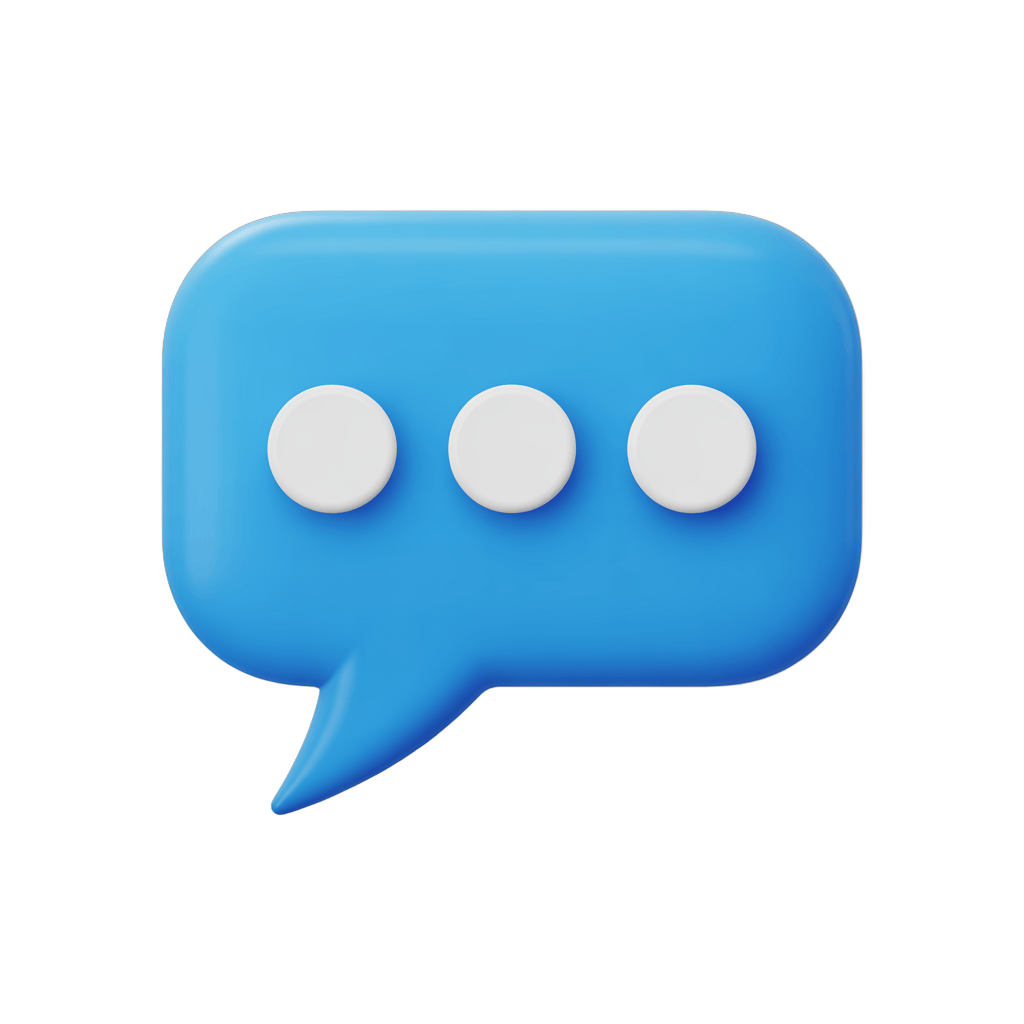 3d cartoon speech bubble icon with three dots for chat message placeholder design PNG - transparent background