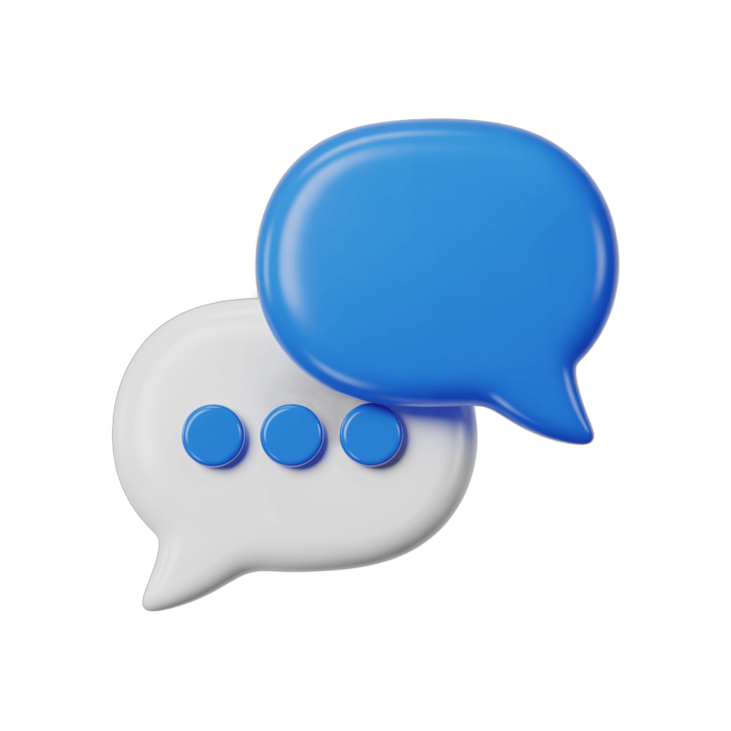 3d cartoon speech bubble icons with dots for messaging and conversation design PNG - transparent background