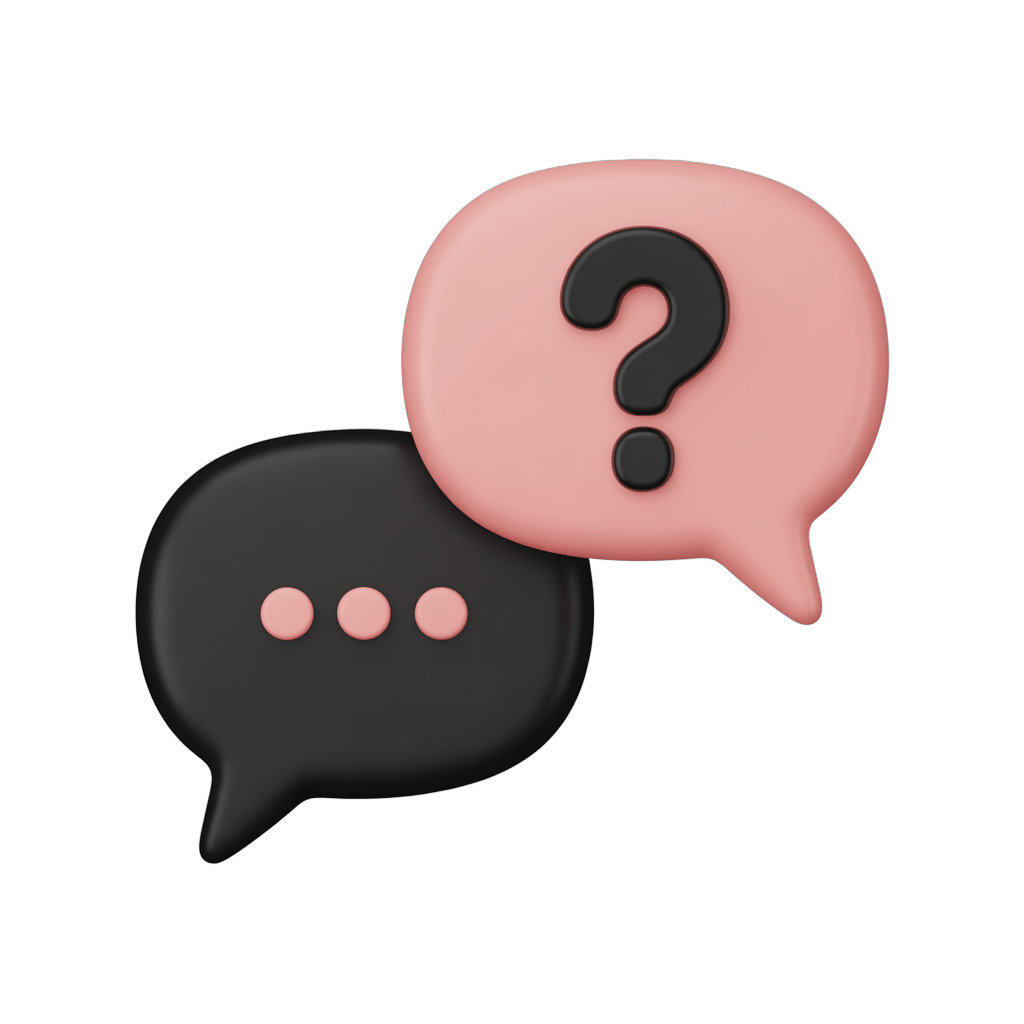 3d cartoon speech bubble icons with question mark and ellipsis for presentations and web design PNG - transparent background