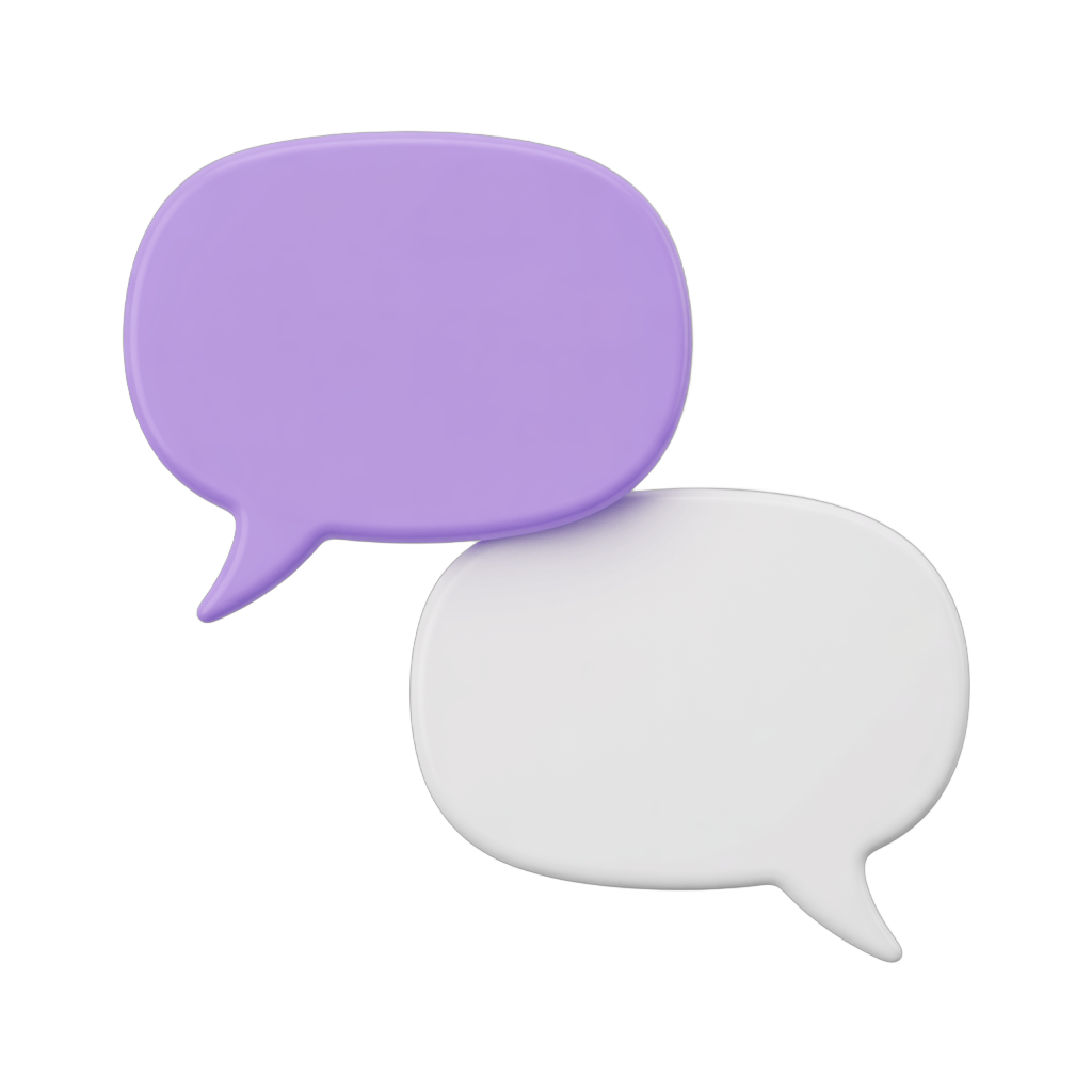 3d cartoon speech bubble pair graphic for conversation or dialogue design projects PNG - transparent background