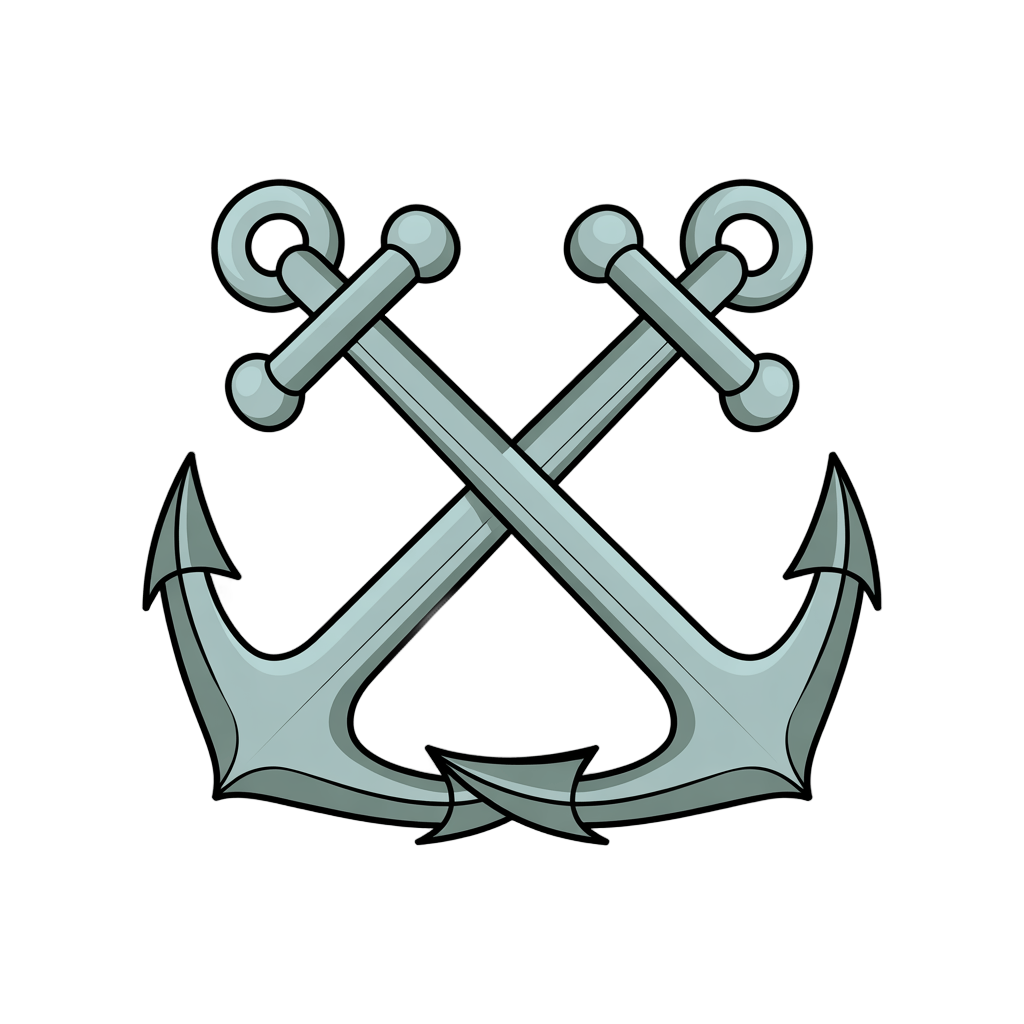 3d cartoon style anchor graphic element for nautical maritime logos and branding designs PNG - transparent background