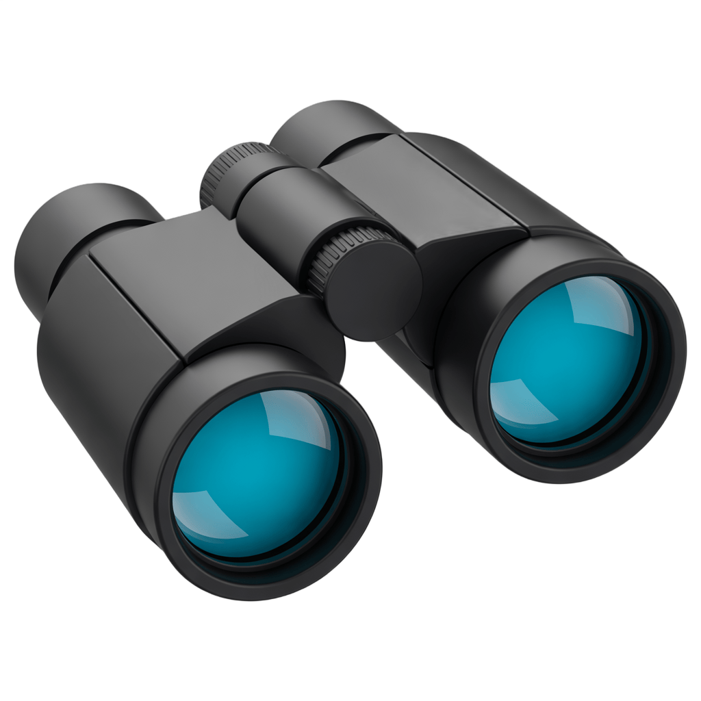 3d cartoon style binoculars graphic for outdoor adventure and travel marketing designs PNG - transparent background