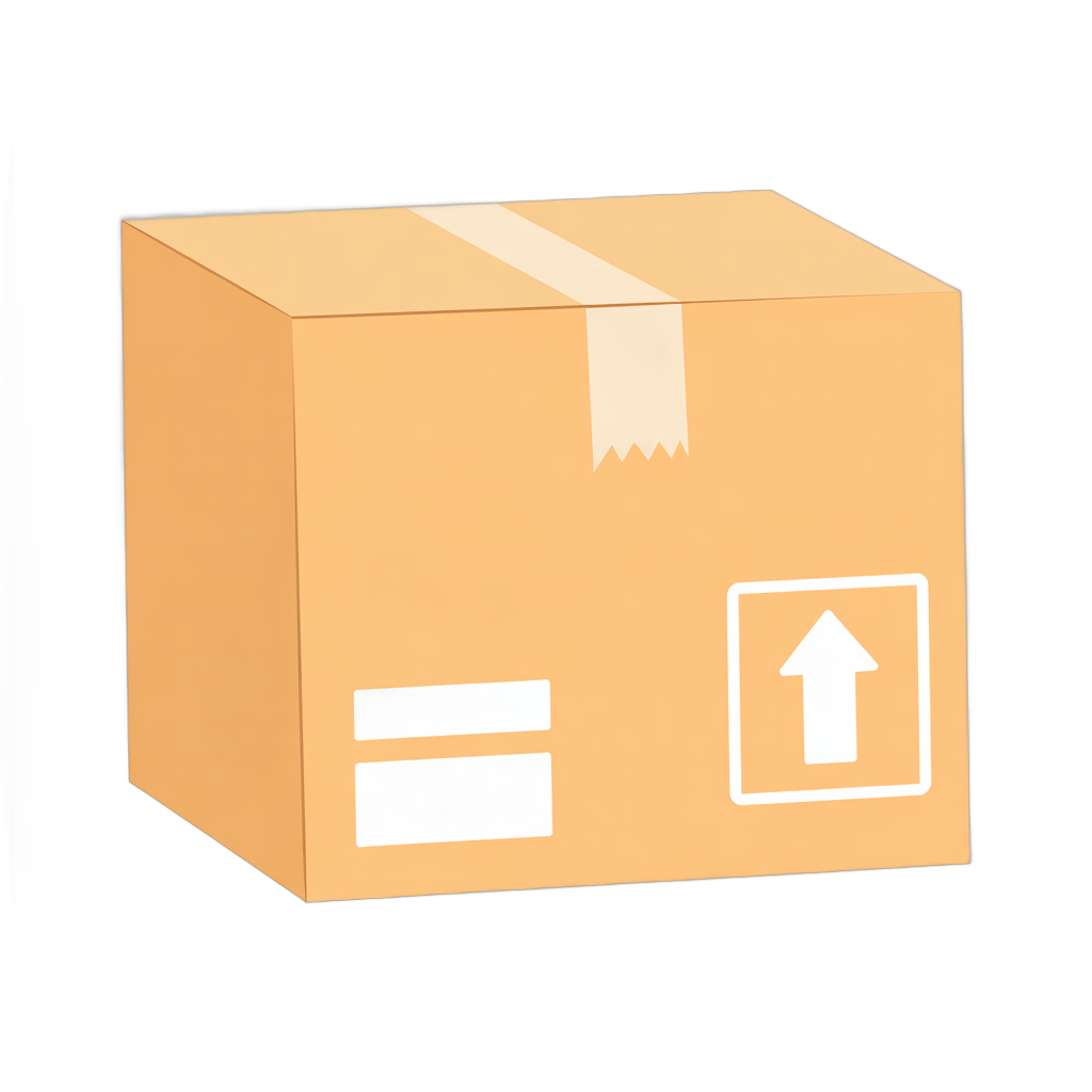 3d cartoon style cardboard box with upward arrow for delivery shipping packaging design PNG - transparent background