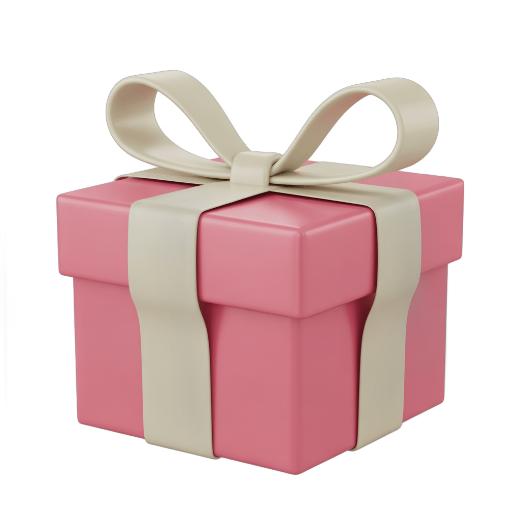 3d cartoon style pink gift box with white ribbon for birthday celebration presentation PNG - transparent background