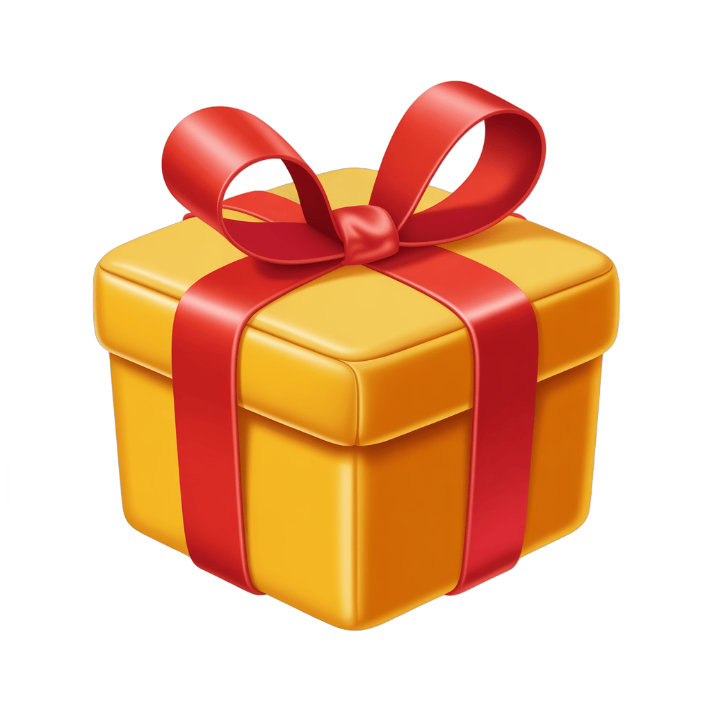 3d cartoon style rendered gift box with red ribbon for holiday presents and celebrations PNG - transparent background
