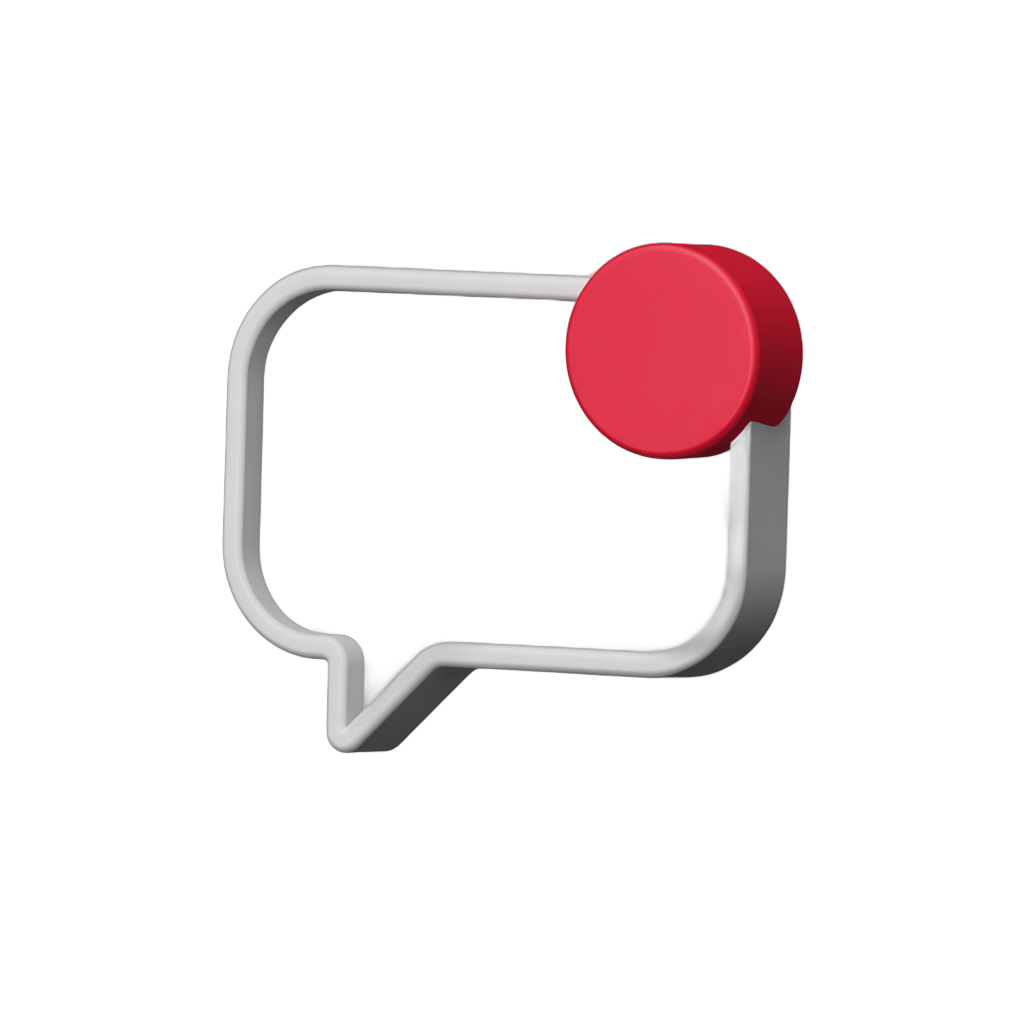 3d cartoon style rendered speech bubble graphic element with red pin for location marker PNG - transparent background