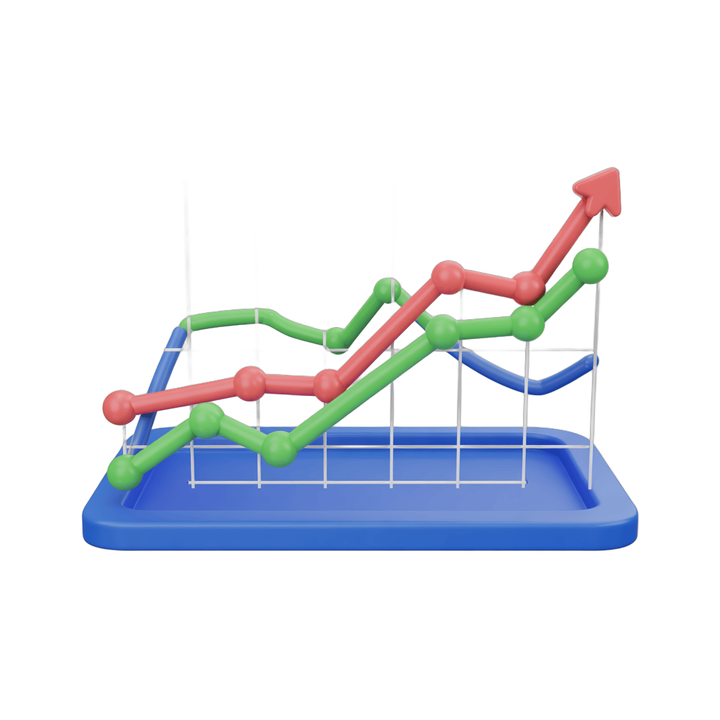3d colorful upward business growth chart graphic for presentations and reports PNG - transparent background