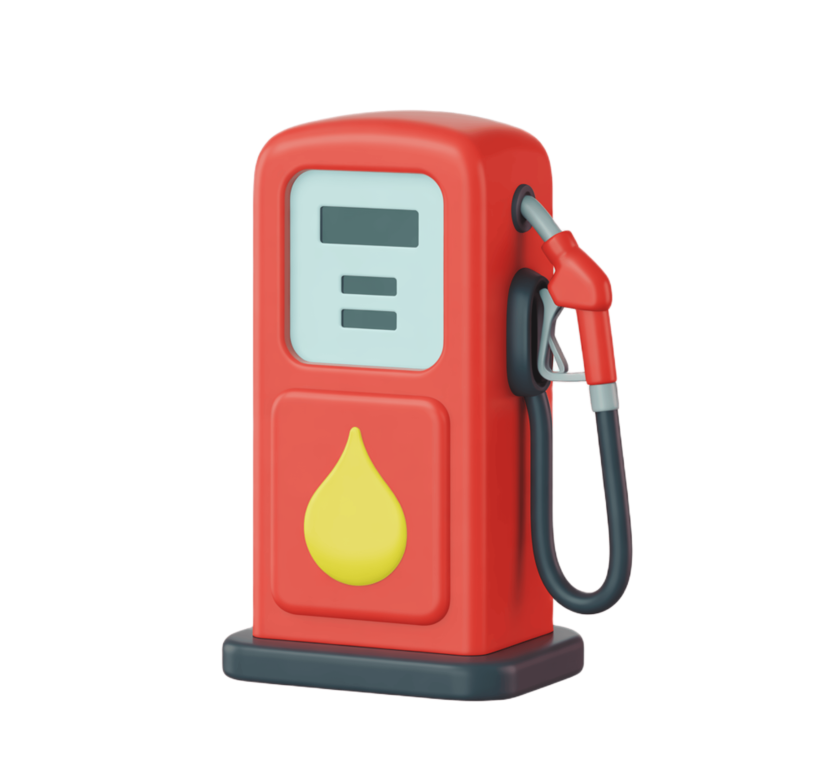 3d gas pump icon with fuel nozzle for website graphics and app design PNG - transparent background