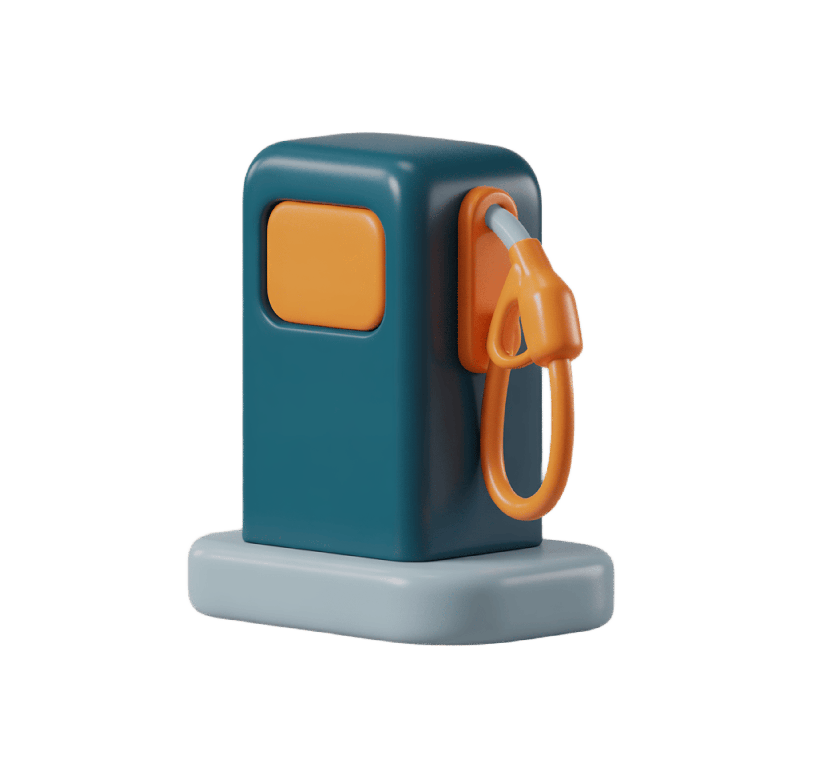3d gas pump icon with orange nozzle for website app interface and mobile design PNG - transparent background