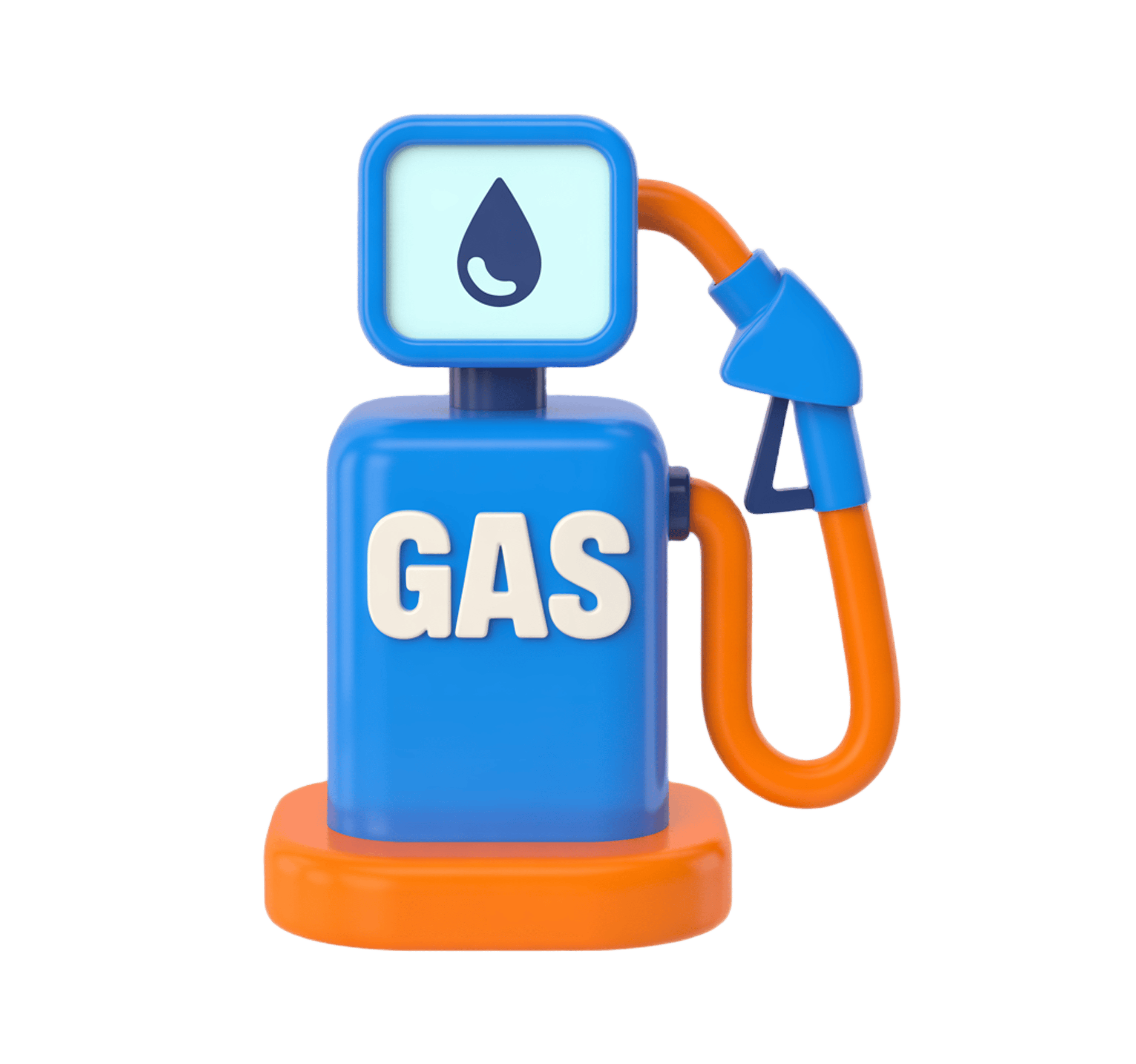 3d gas pump icon with water droplet symbol for eco-friendly fuel station illustration PNG - transparent background