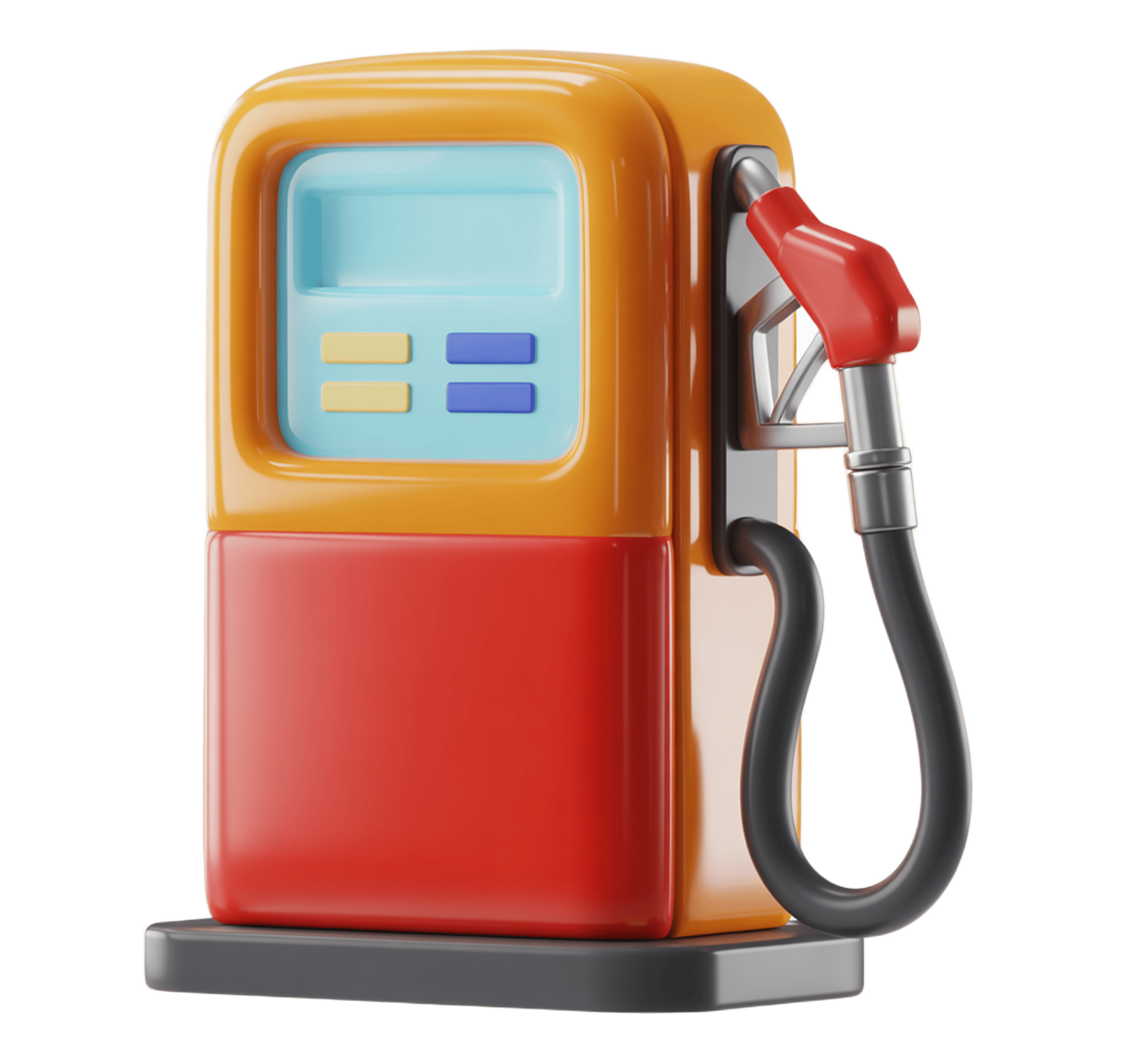 3d gas pump station digital icon with price display for website app interface design PNG - transparent background