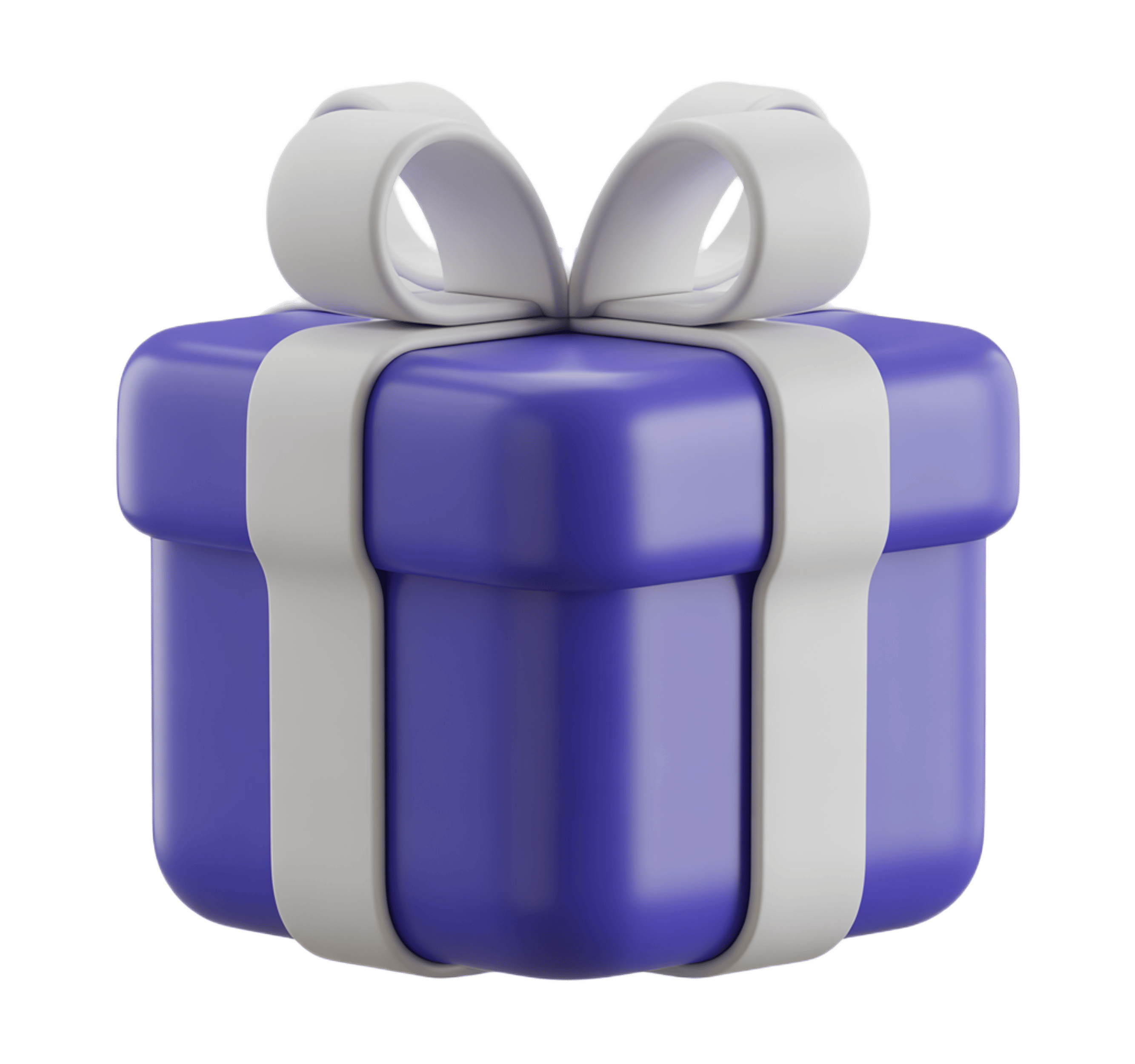 3d gift box with white ribbon for holiday presents and corporate branding designs PNG - transparent background