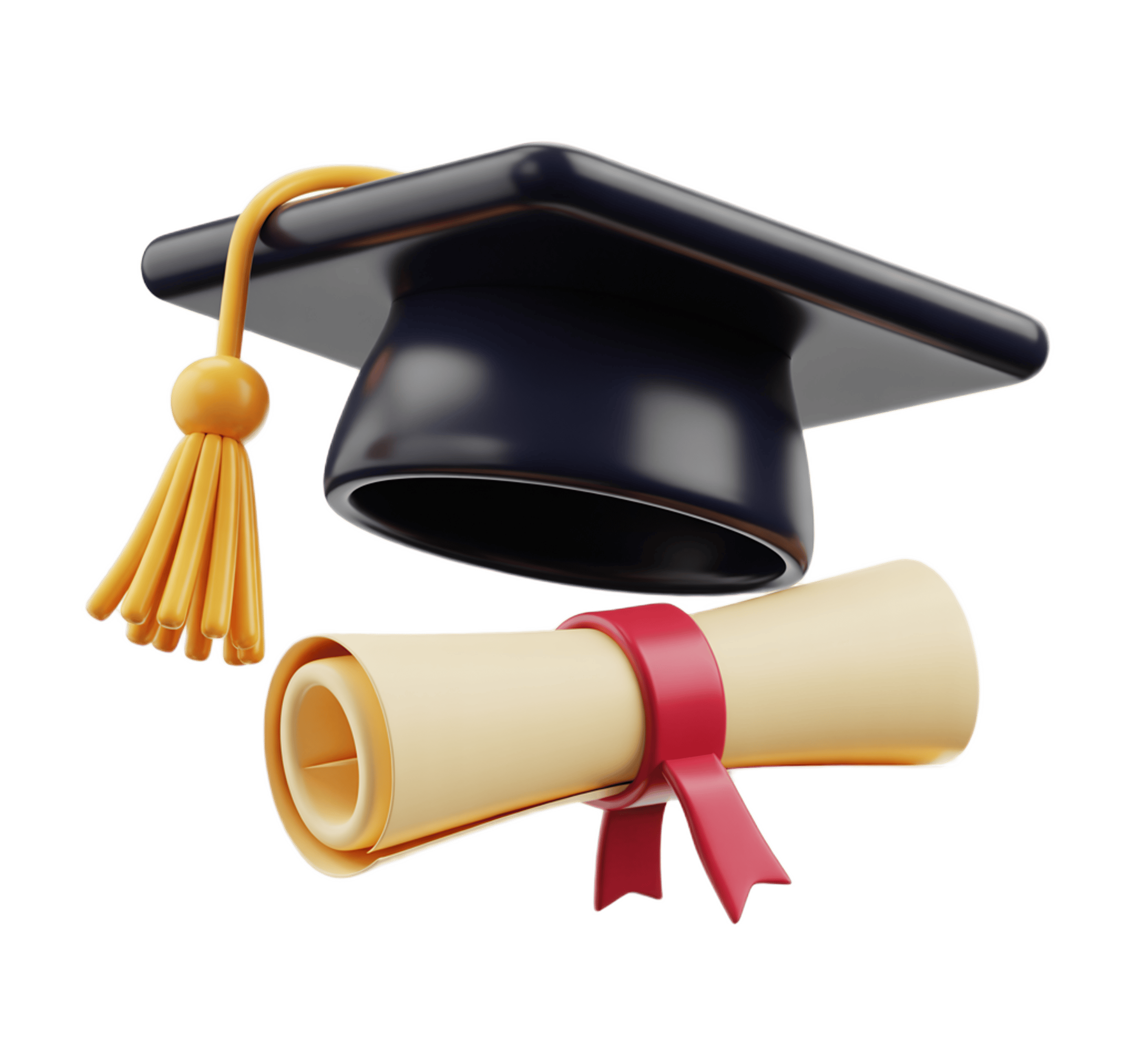 3d graduation cap and diploma illustration for academic achievement awards and educational events PNG - transparent background