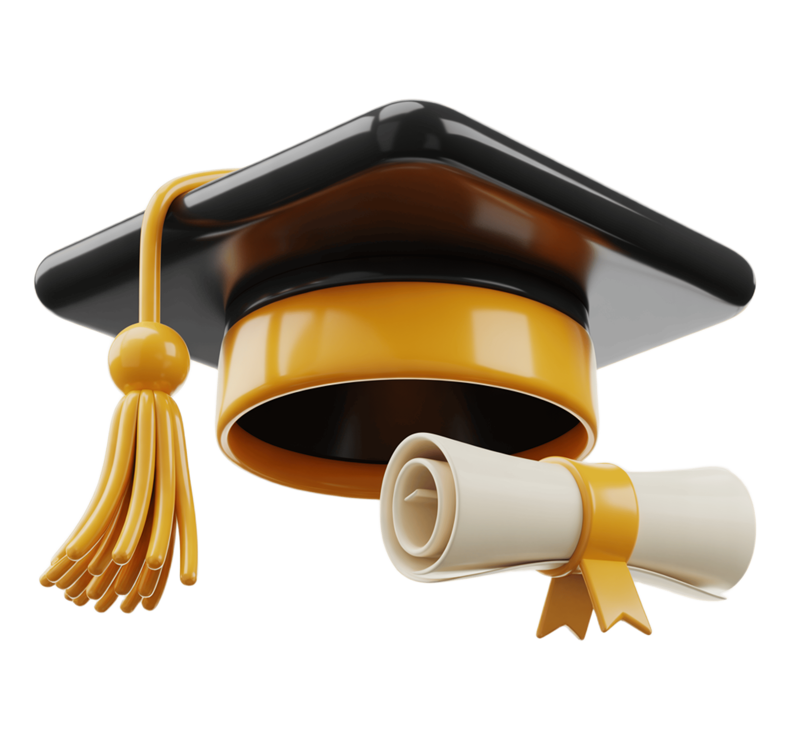 3d graduation cap and diploma illustration for academic achievement celebration designs PNG - transparent background