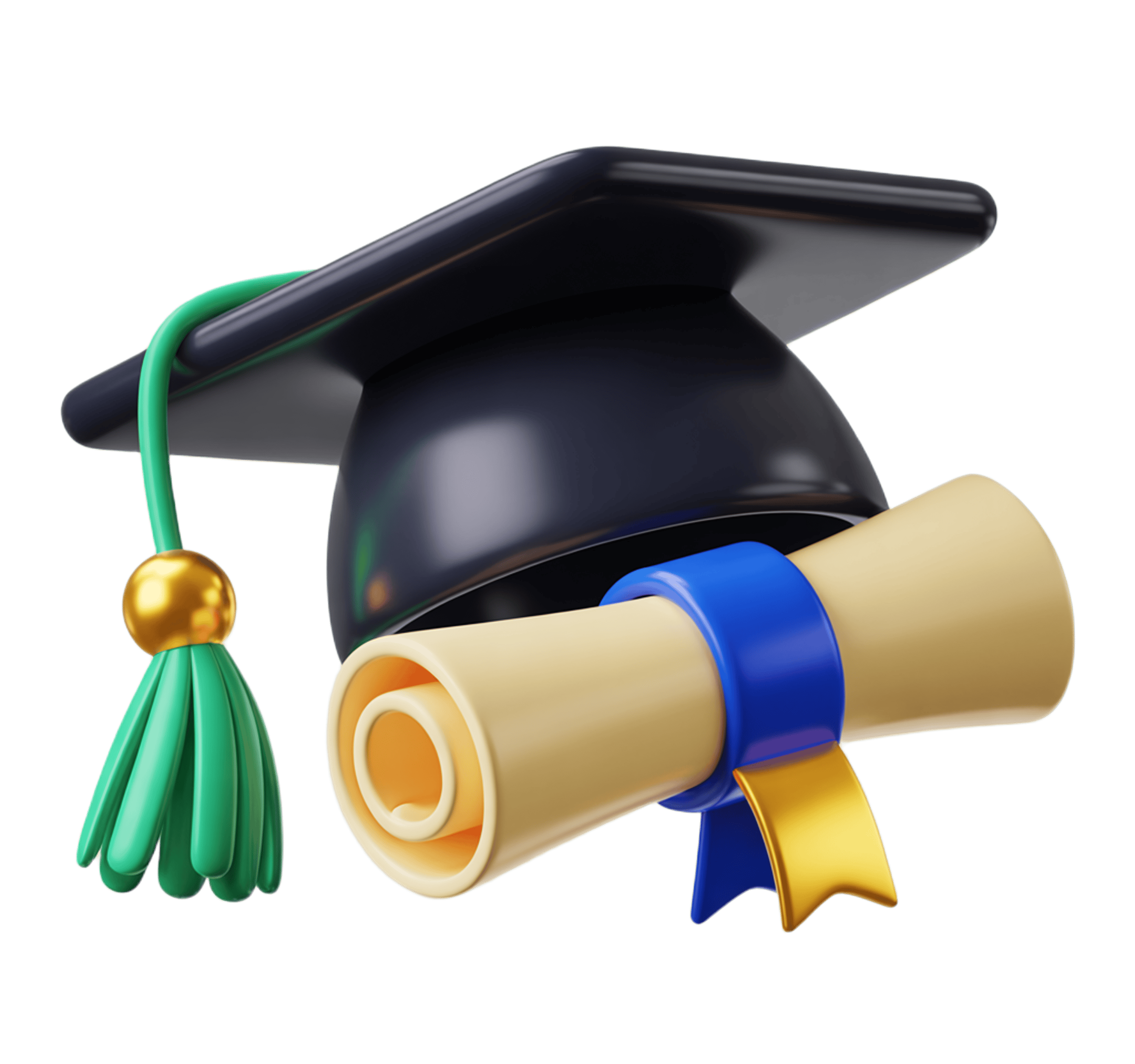 3d graduation cap and diploma illustration for academic achievement celebration designs PNG - transparent background