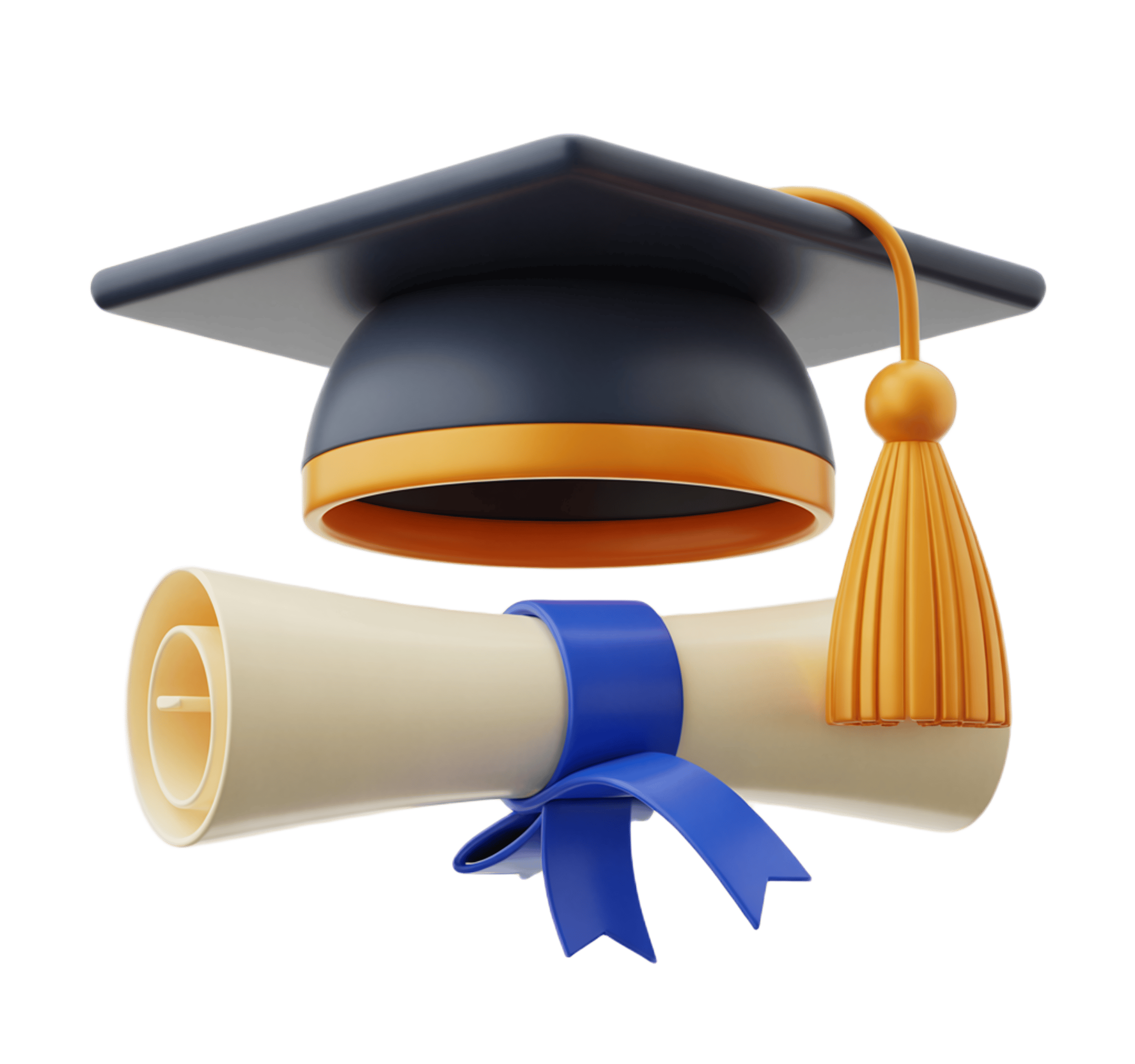 3d graduation cap and diploma illustration for academic achievement awards and education events PNG - transparent background