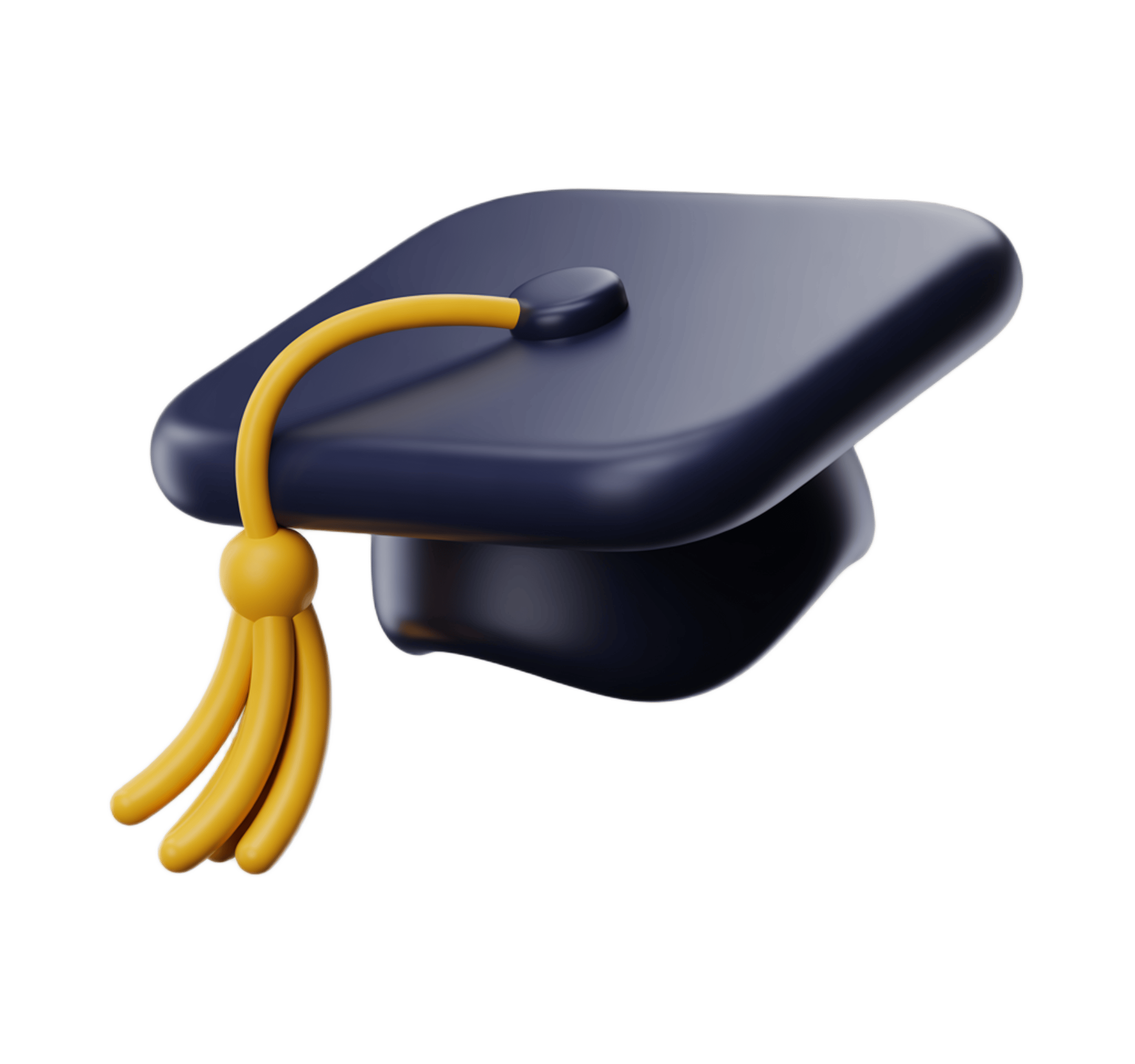 3d graduation cap icon with yellow tassel for academic celebration and diploma events PNG - transparent background