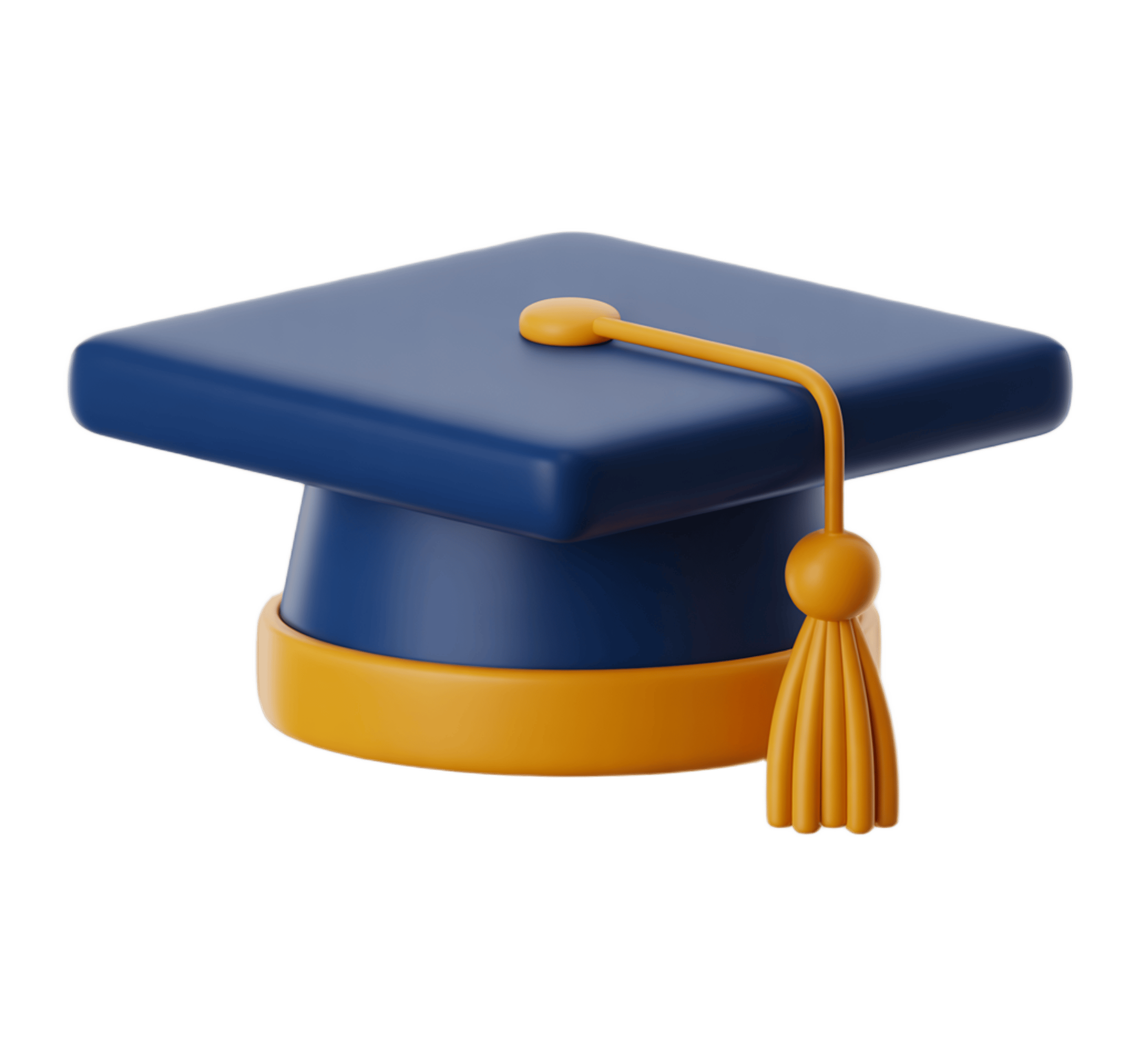 3d graduation cap icon with yellow tassel for academic celebration and diploma events PNG - transparent background