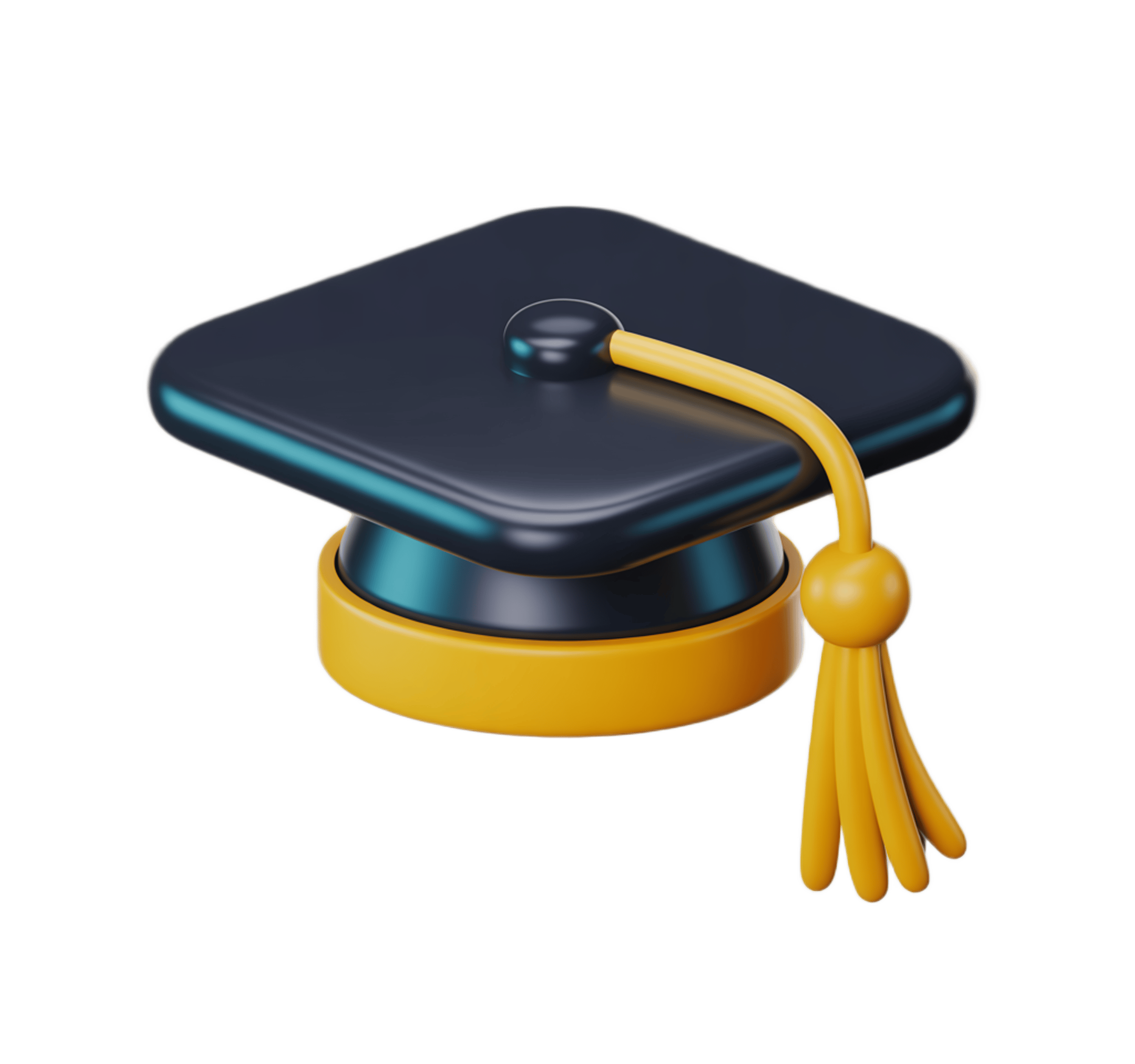 3d graduation cap icon with yellow tassel for academic celebration and diploma events PNG - transparent background