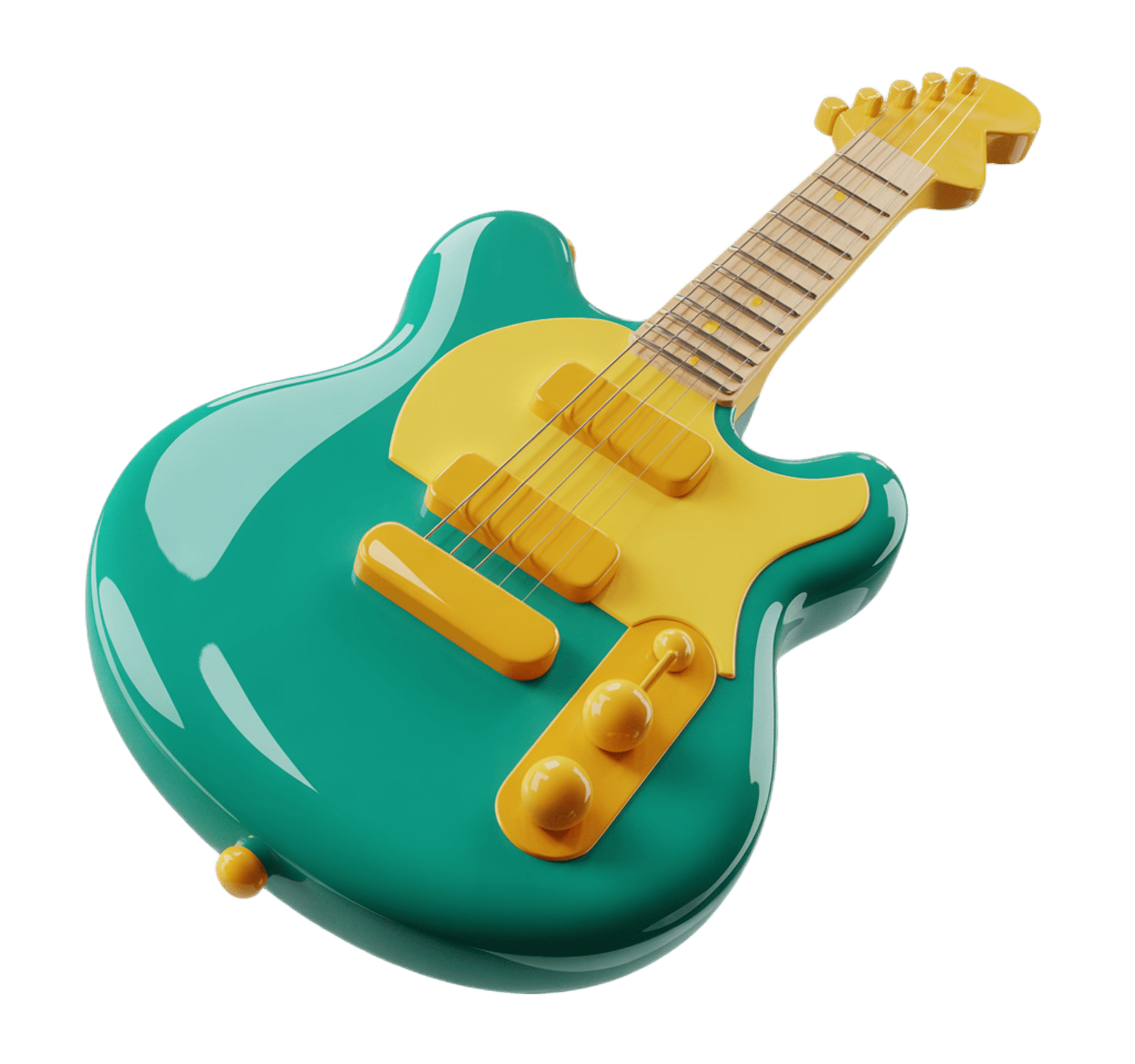 3d guitar icon isolated on transparent background for music app branding and website design PNG - transparent background