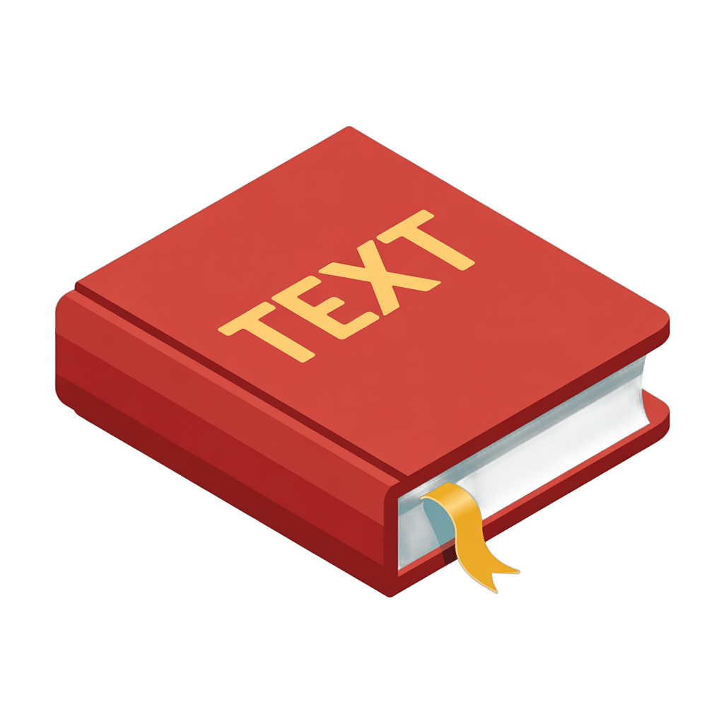 3d isometric illustration of a red book with text label for educational and presentation materials PNG - transparent background