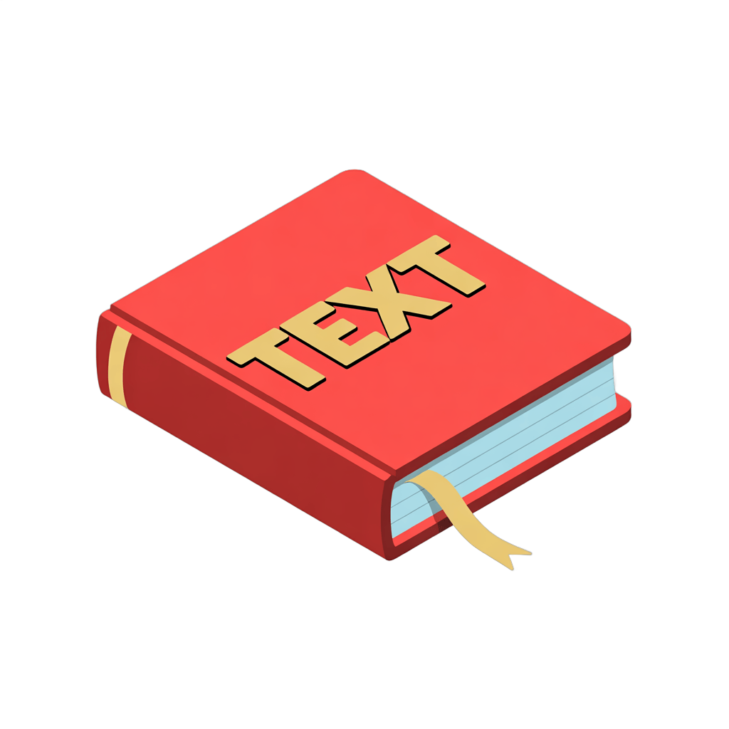 3d isometric illustration of a red book with text label for educational and editorial design projects PNG - transparent background