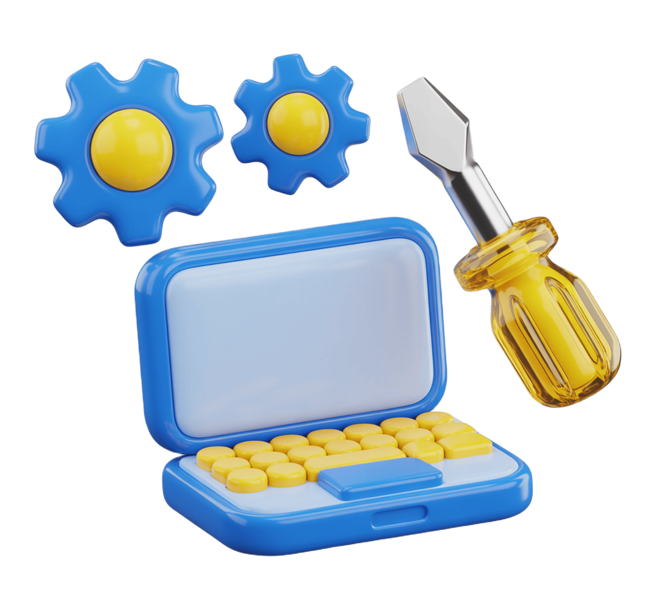 3d pill organizer with screwdriver and gears isolated clipart for medical and tech design projects PNG - transparent background