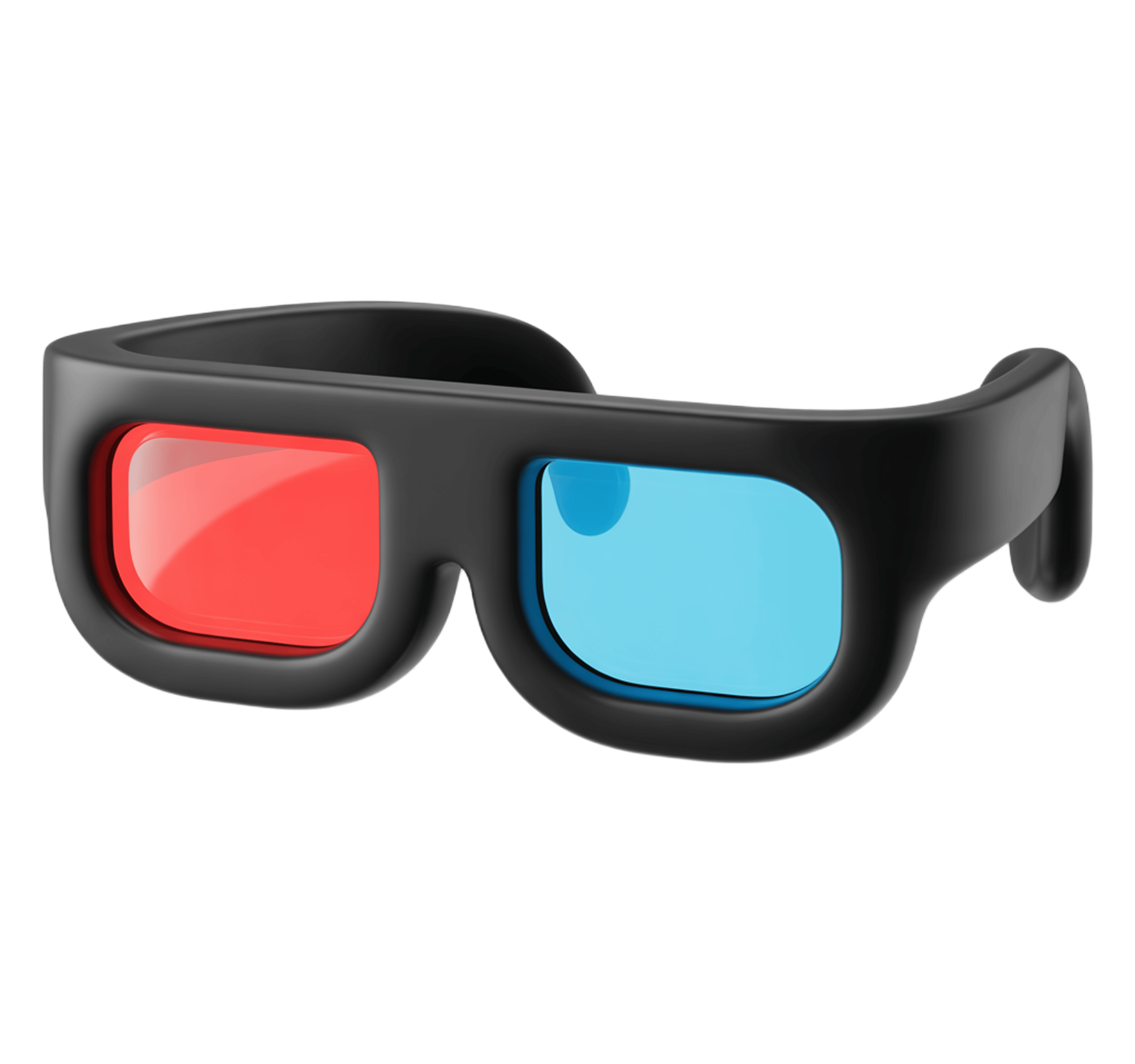 3d red cyan anaglyph glasses for movie theater home viewing and virtual reality experiences PNG - transparent background
