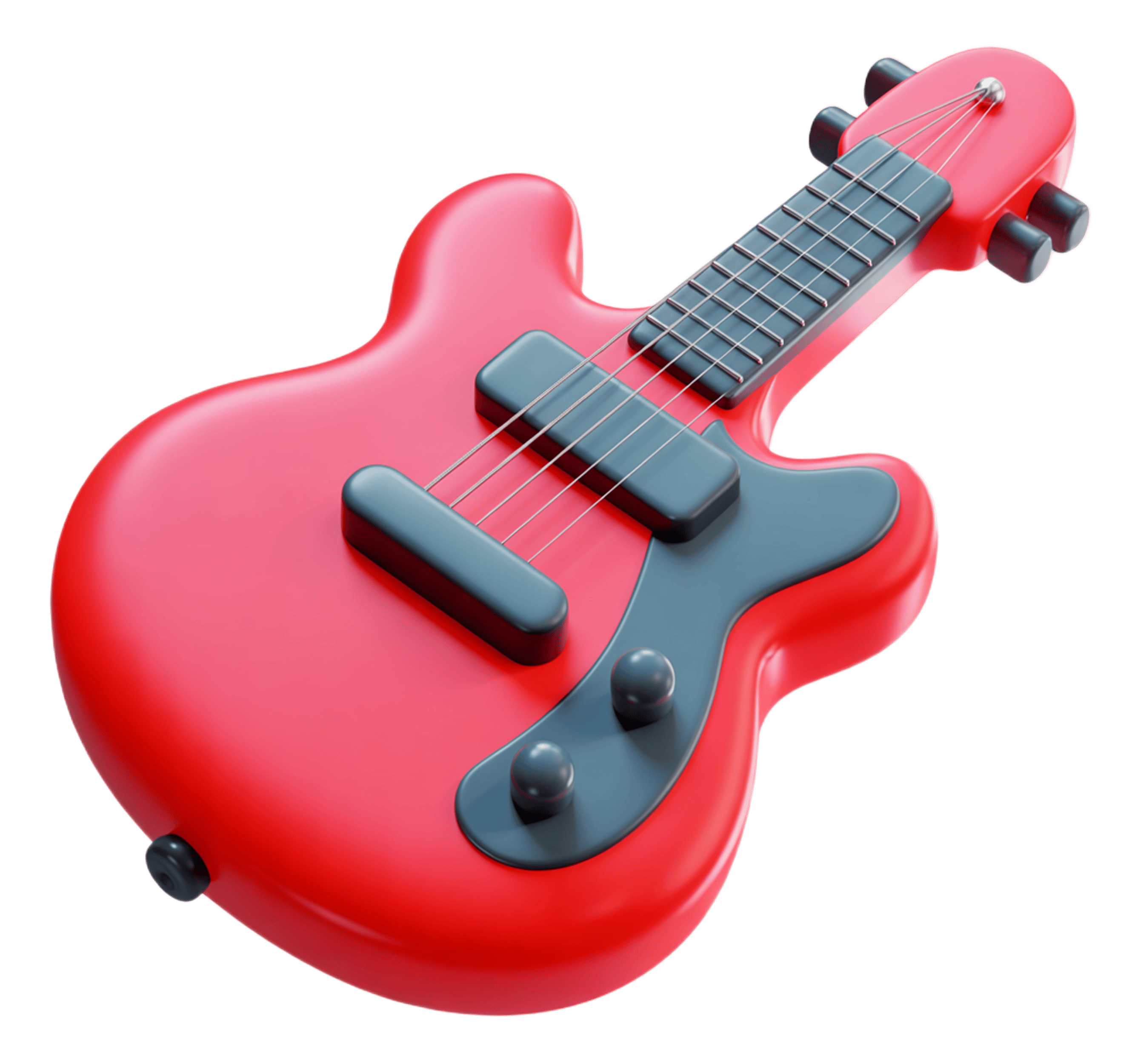 3d red electric guitar clipart isolated transparent background graphic element for music design PNG - transparent background