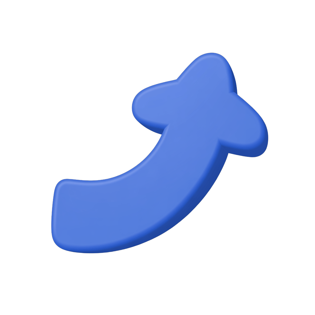 Blue curved arrow clipart graphic element for presentations and web design projects PNG - transparent background